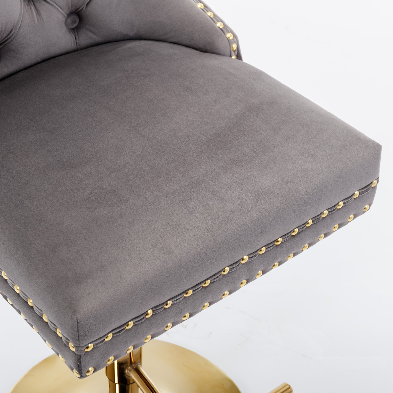 A&A Furniture Golden Swivel Velvet Barstools - Adjustable (27-35"), Tufted