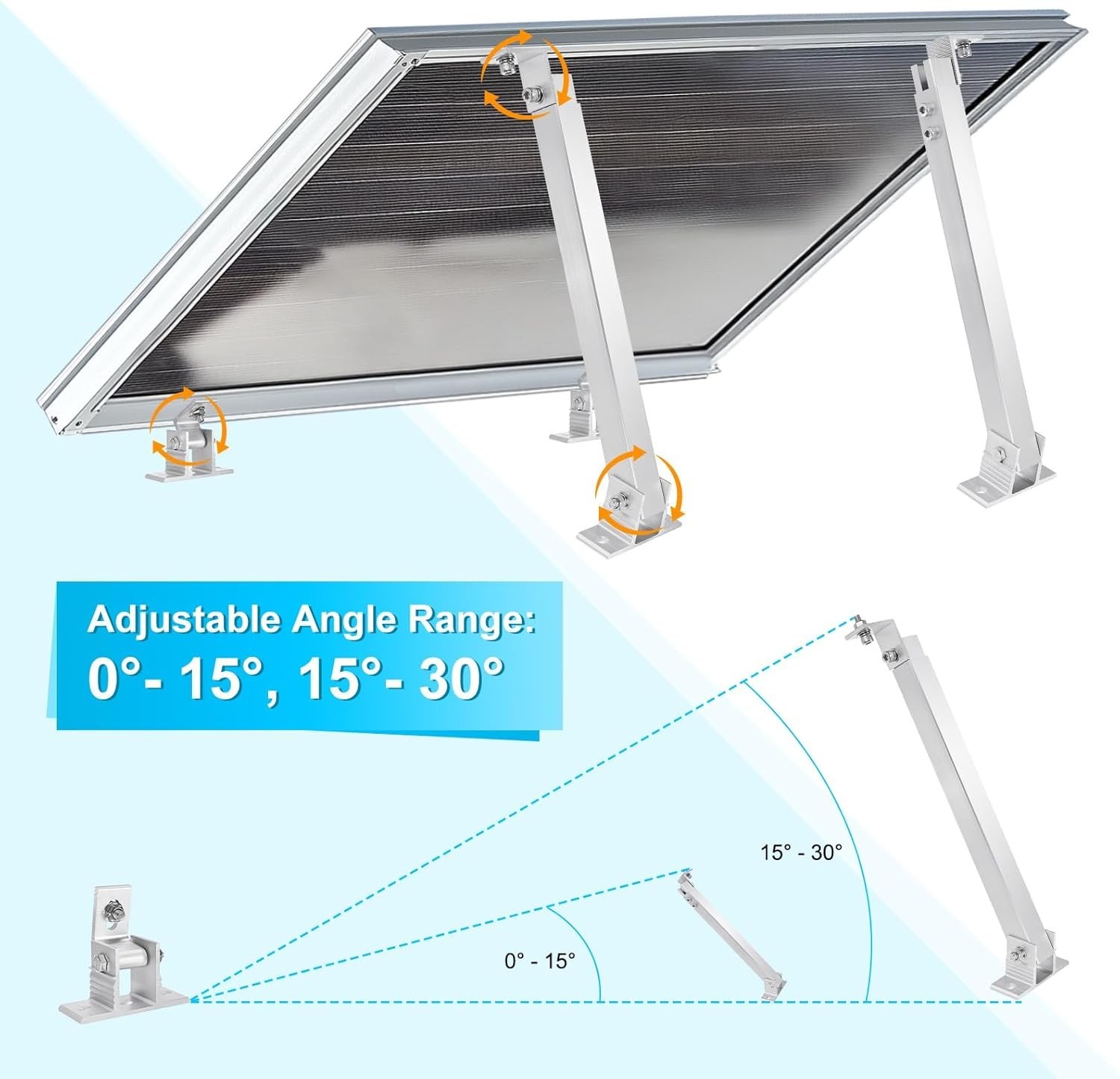 M METERXITY Adjustable Solar Panel Tilt Mount Bracket Set Aluminum Adjustable