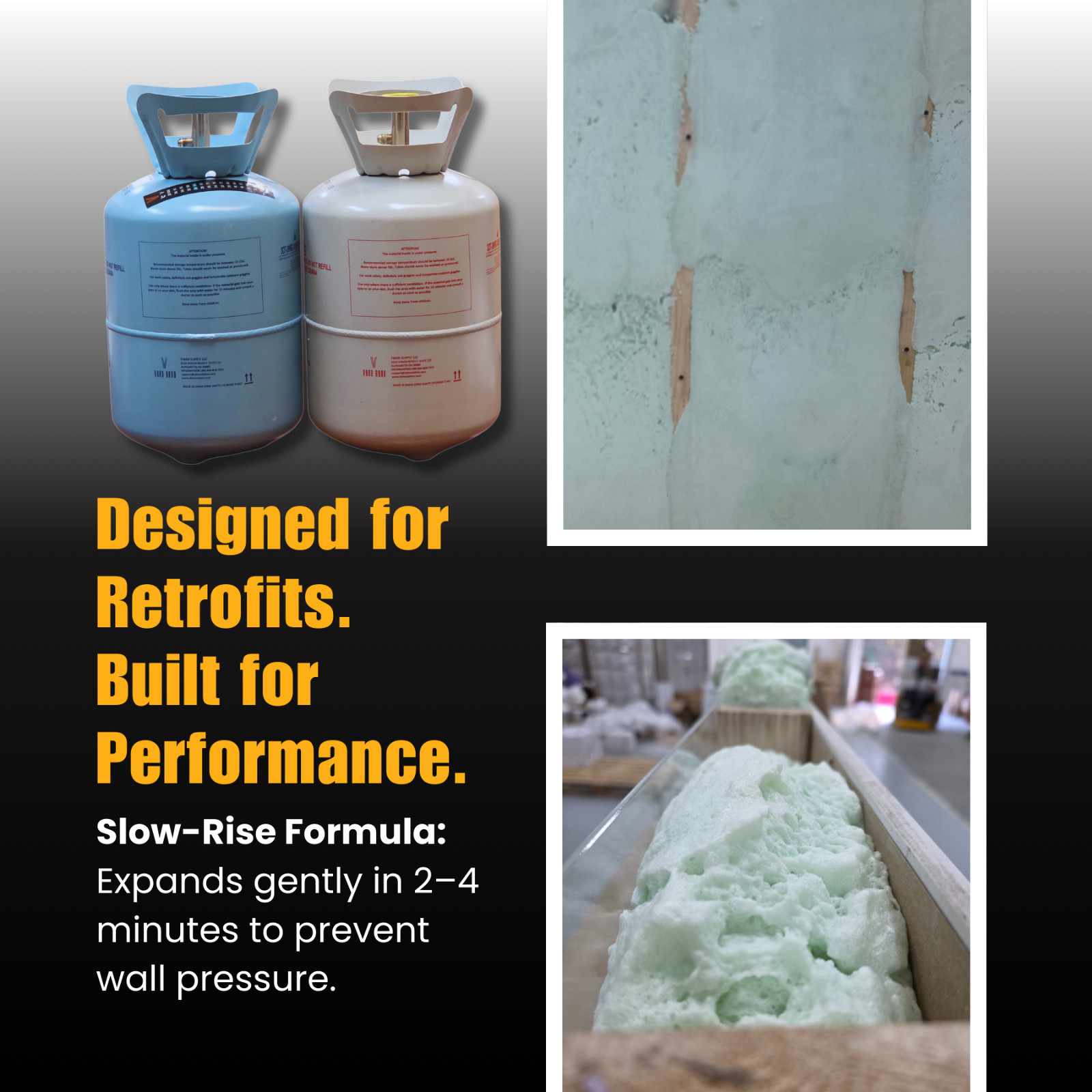 Open Cell Injection Spray Foam Kit – 35 cu.ft. Slow Rise Wall Cavity Insulation