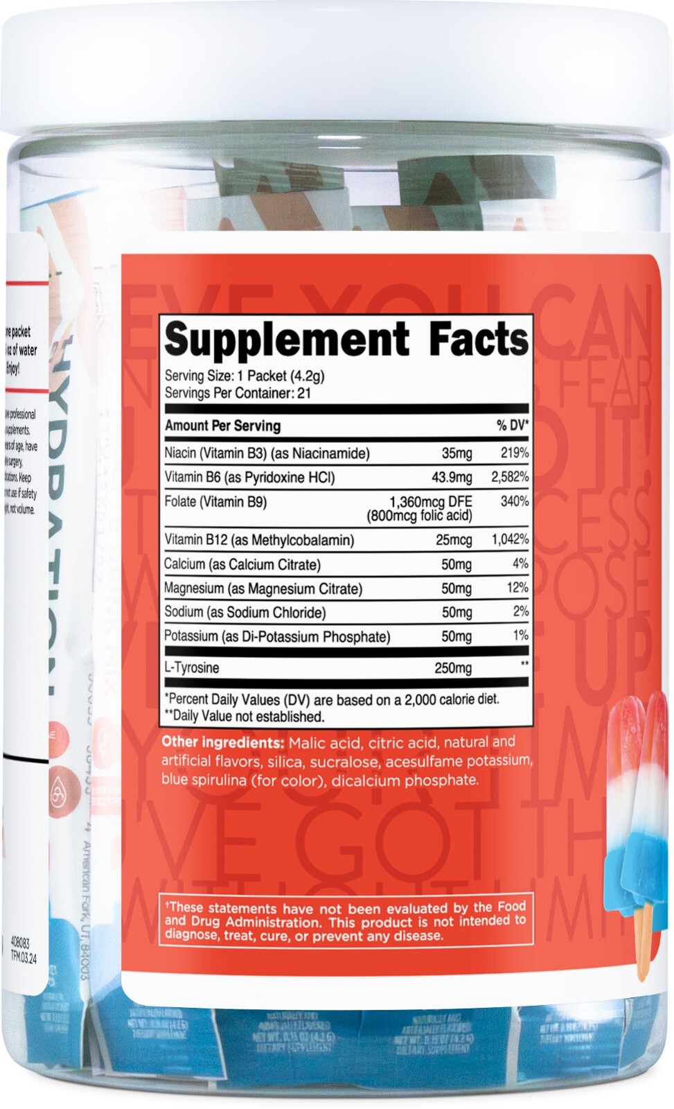 TransformHQ Hydration Electrolyte Drink Mix (Rocket Pop) 21 Packets