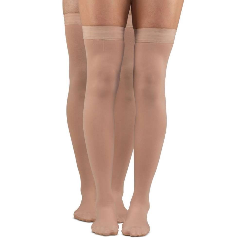 Dr. Comfort Microfiber Opaque+ Thigh High, OT, Silicone Band, 20-30, (Size: L) B