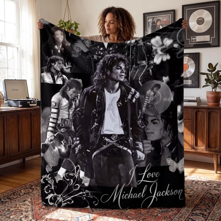 King of Pop Retro Flannel Blanket, Cozy Moonwalk Dancer Bedroom Bedding Throw