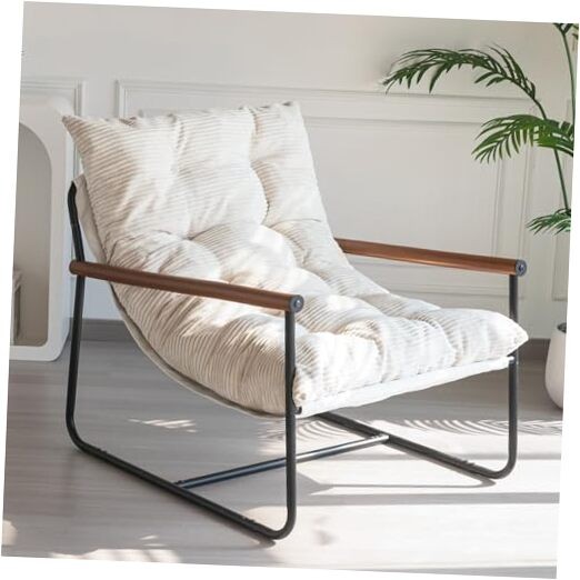 Modern Accent Chair, Comfy Living Room Chair Standard Beige (Corded Fabric)