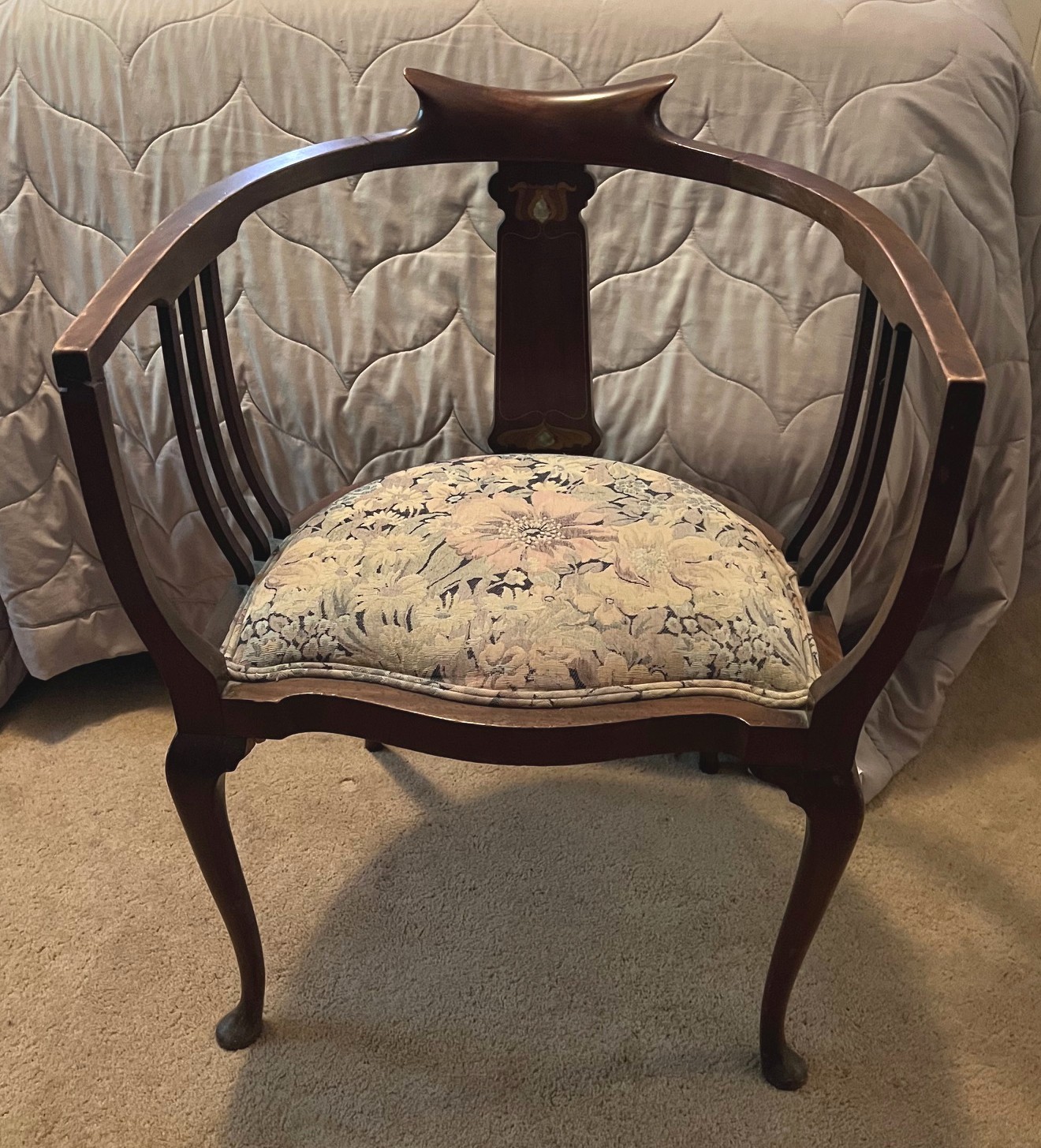 Magnificent English Inlaid Art Nouveau Chair, c.1915