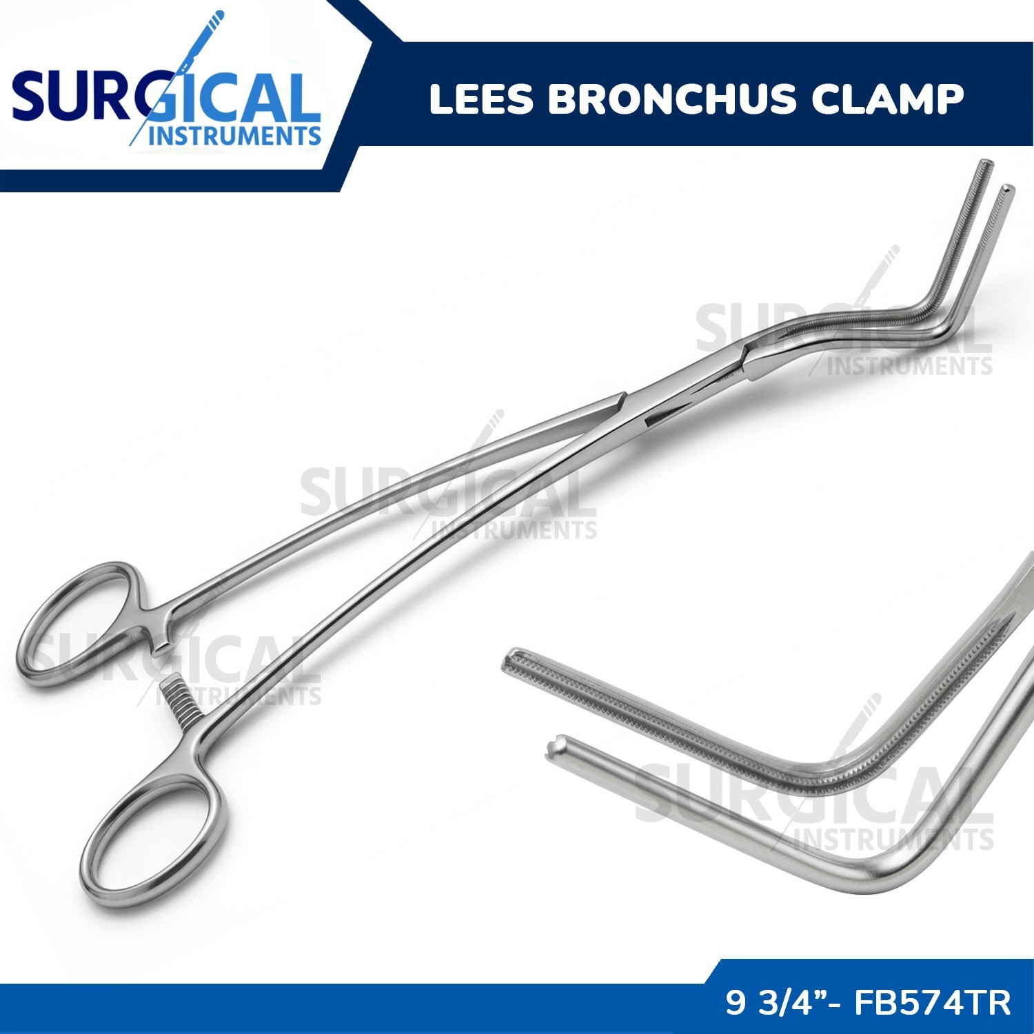 LEES Atraumatic Bronchus Clamp 9 3/4" - Cardiovascular Medical Surgical FB574TR