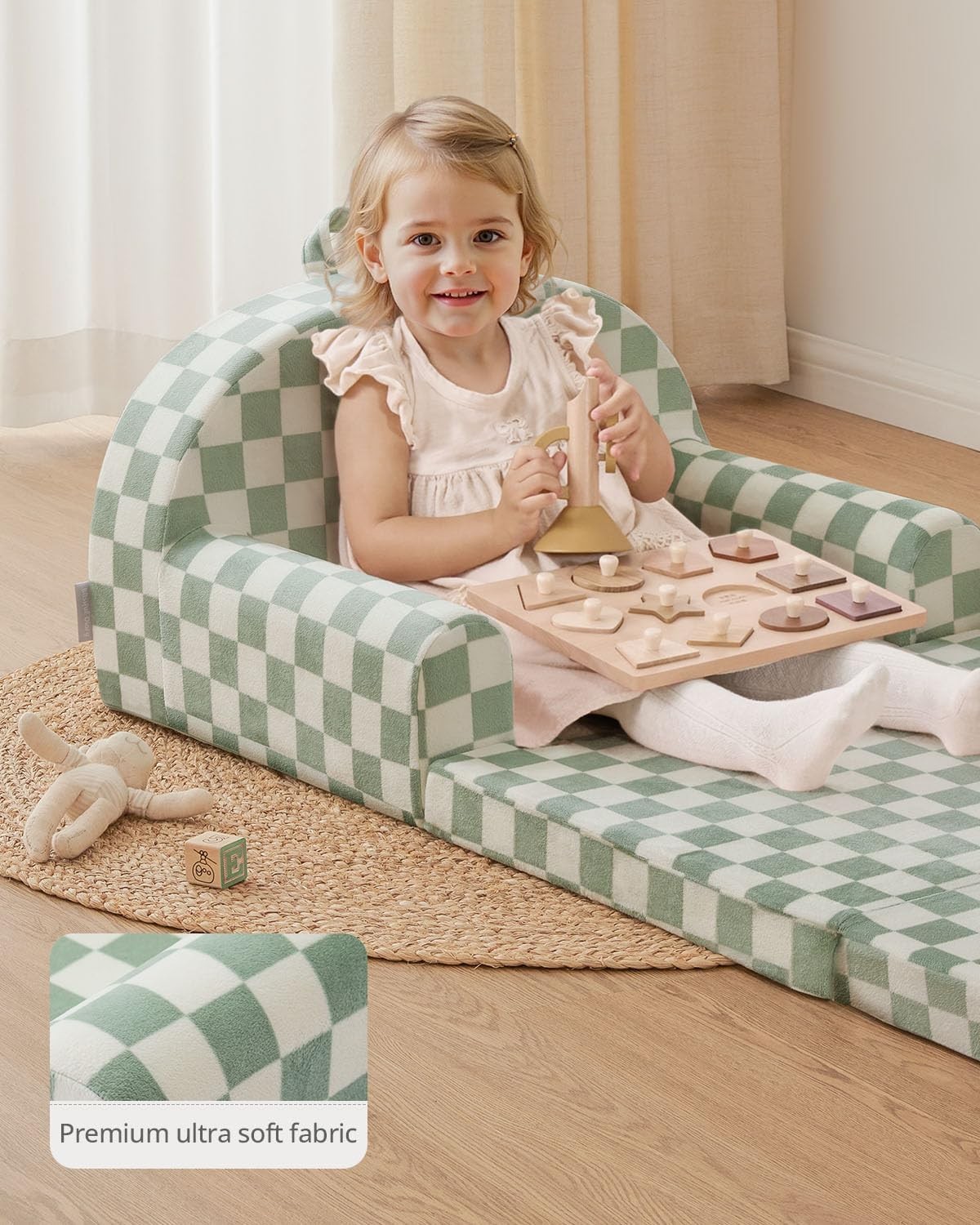 Foldable Toddler Couch 2-in-1 Comfy Toddler Chair & Lounger Reading Playroom