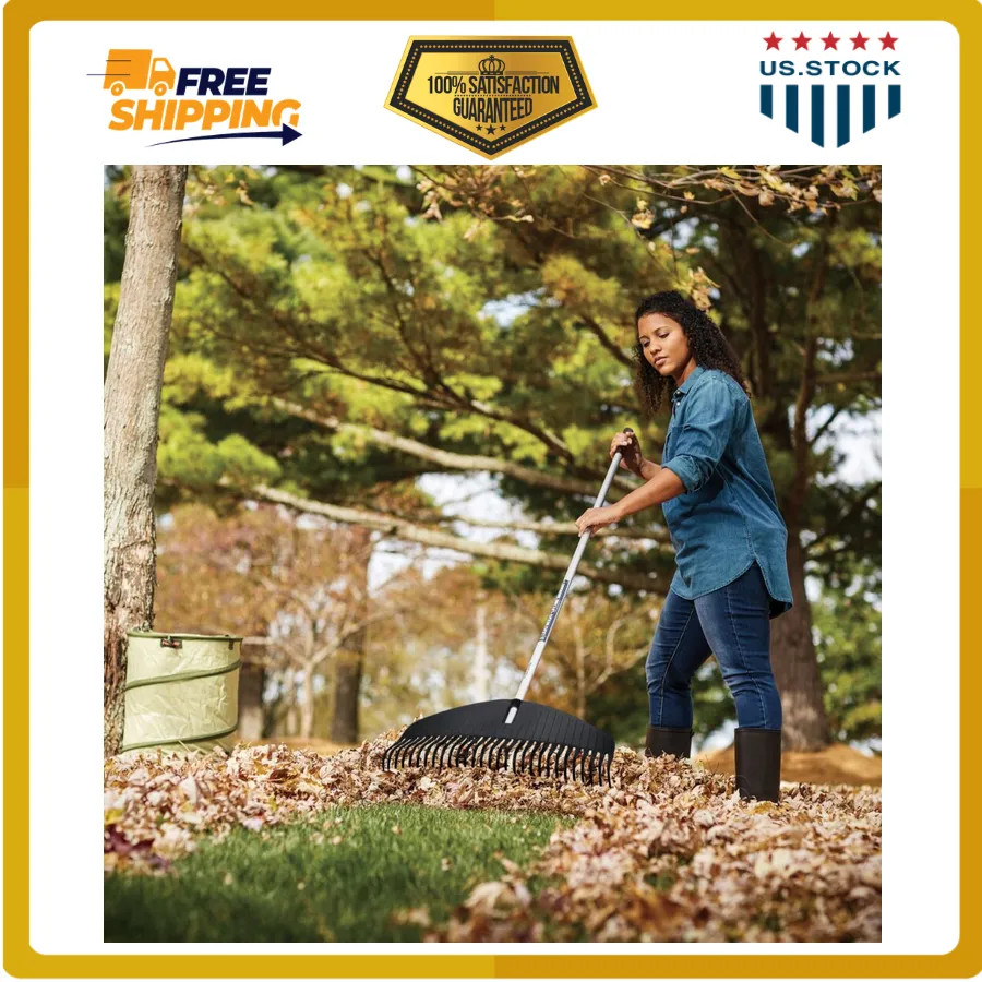 Fiskars Poly Leaf Rake 67 inch Lightweight Garden Tool