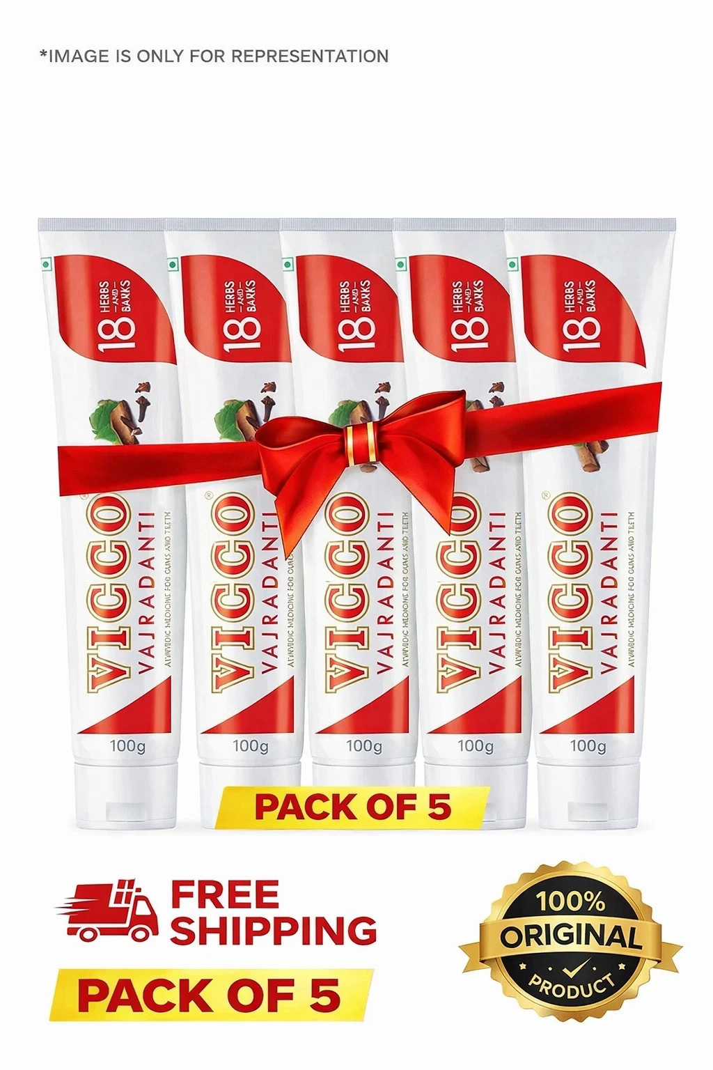Vicco Vajradanti Ayurvedic Toothpaste 100g x 5 | Herbal | Bad Breath Care