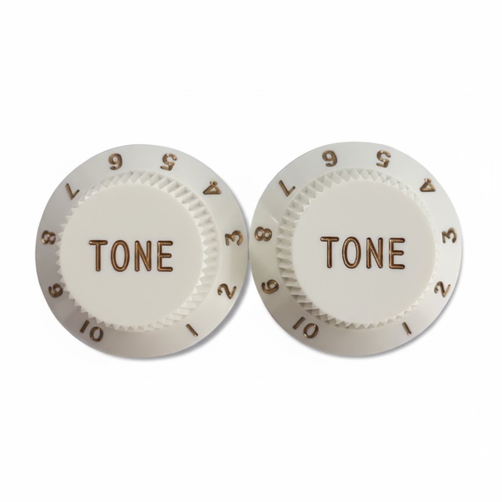 Tone Knobs (2) For Fender Strat, Fits USA Split Shaft Pots - WHITE