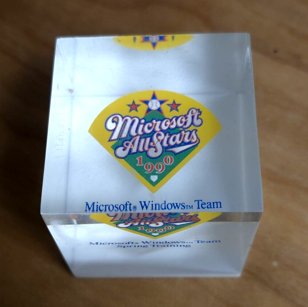 Super Rare Microsoft Vintage Sales Team Promo Paperweight Summer Baseball 1990