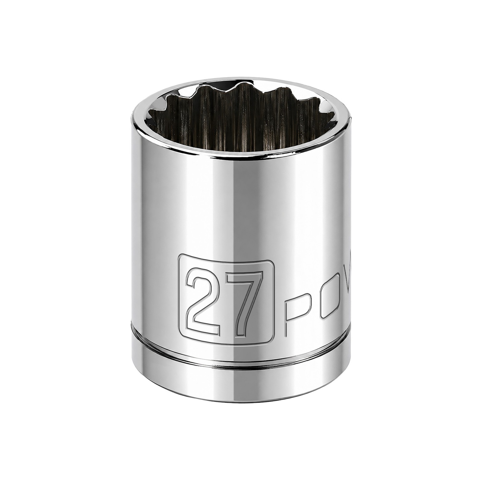 Powerbuilt 1/2 Inch Drive x 27 MM 12 Point Shallow Socket - 642034