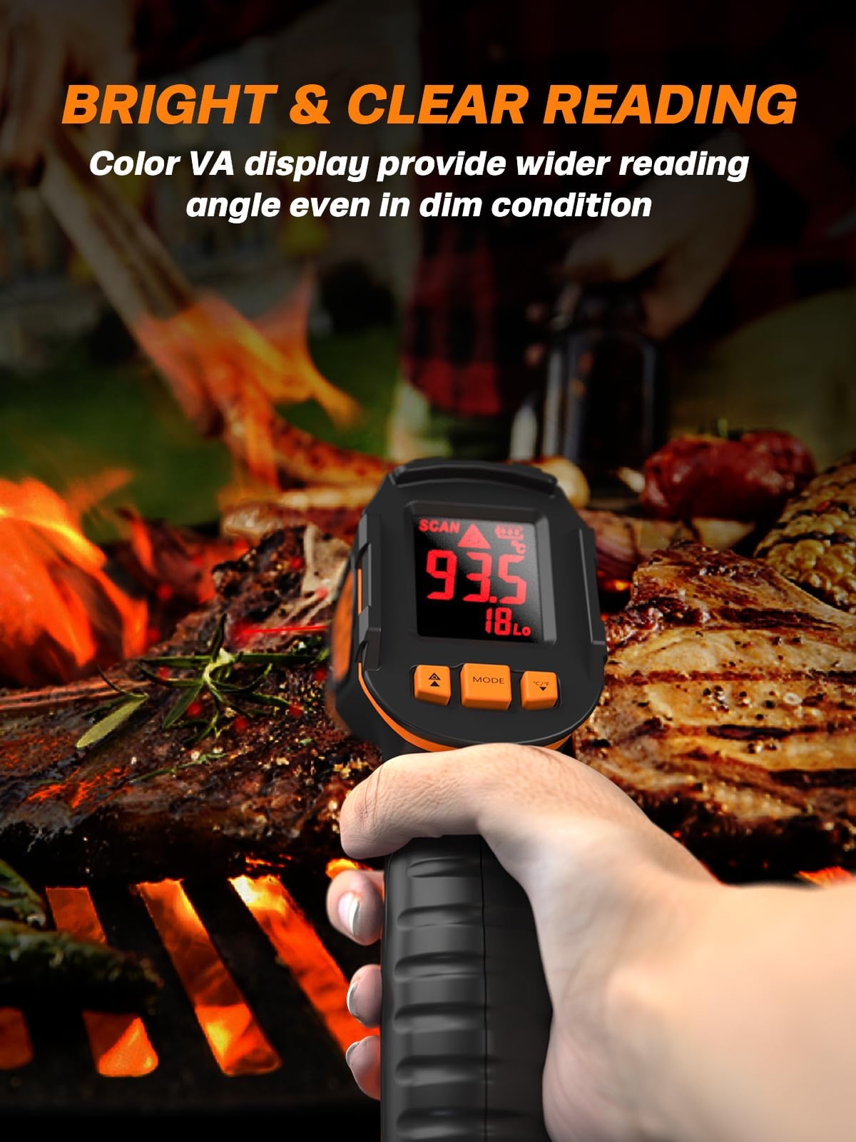 Infrared Thermometer Gun -58°F to 1112°F, Laser Temperature Gun with Adjustab...