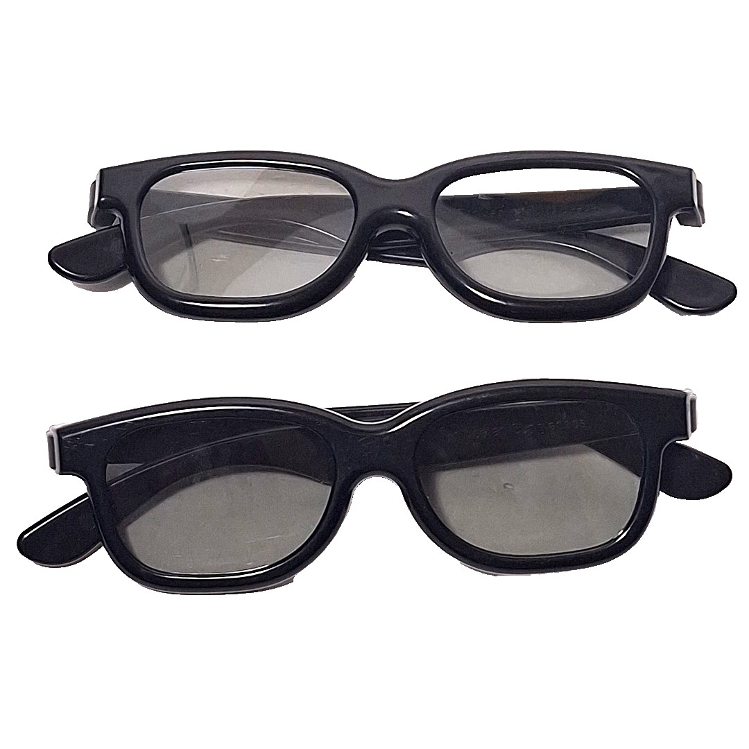 RealD 3D Glasses Adult Size Black Lot of 2 For Movie Theater, IMAX, or Home TV