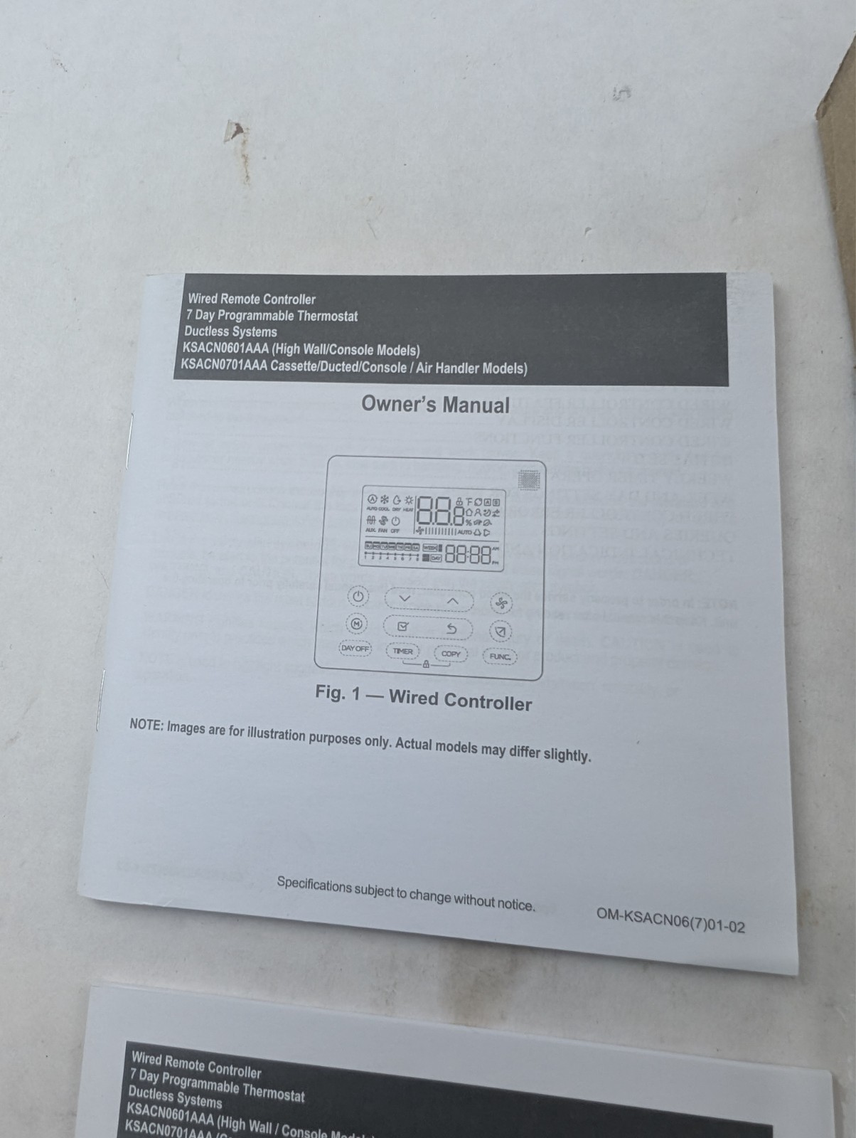 Carrier KSACN0701AAA Wired Remote Controller
