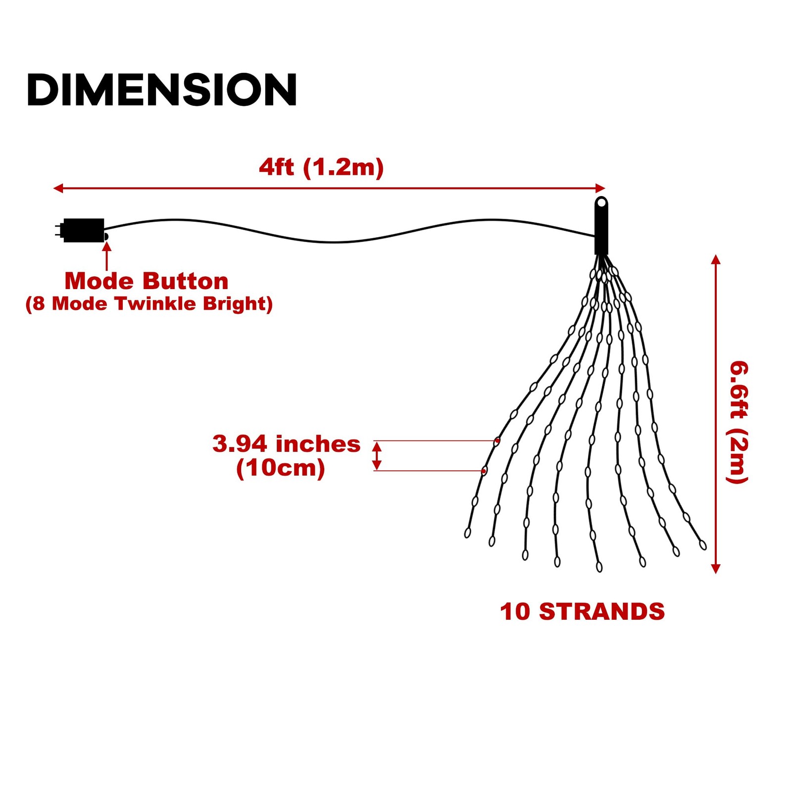 10 Strands 200 LED Firefly Bunch Lights, Waterproof, Plug in String Lights fo...