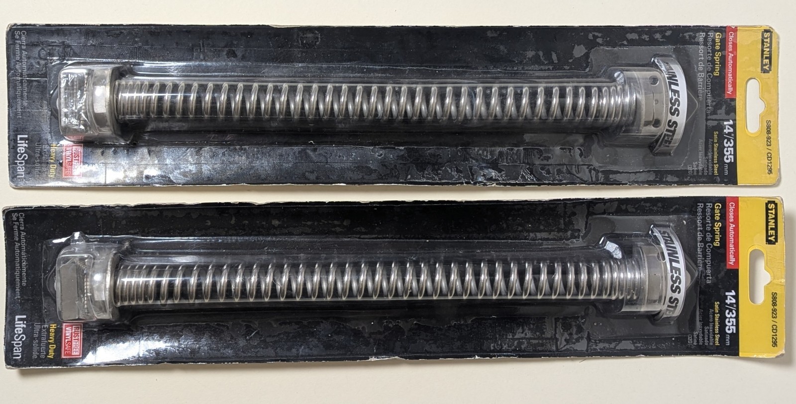 Two New STANLEY 14"/355mm GATE SPRINGS-Stainless Steel #S808-923-CD1295