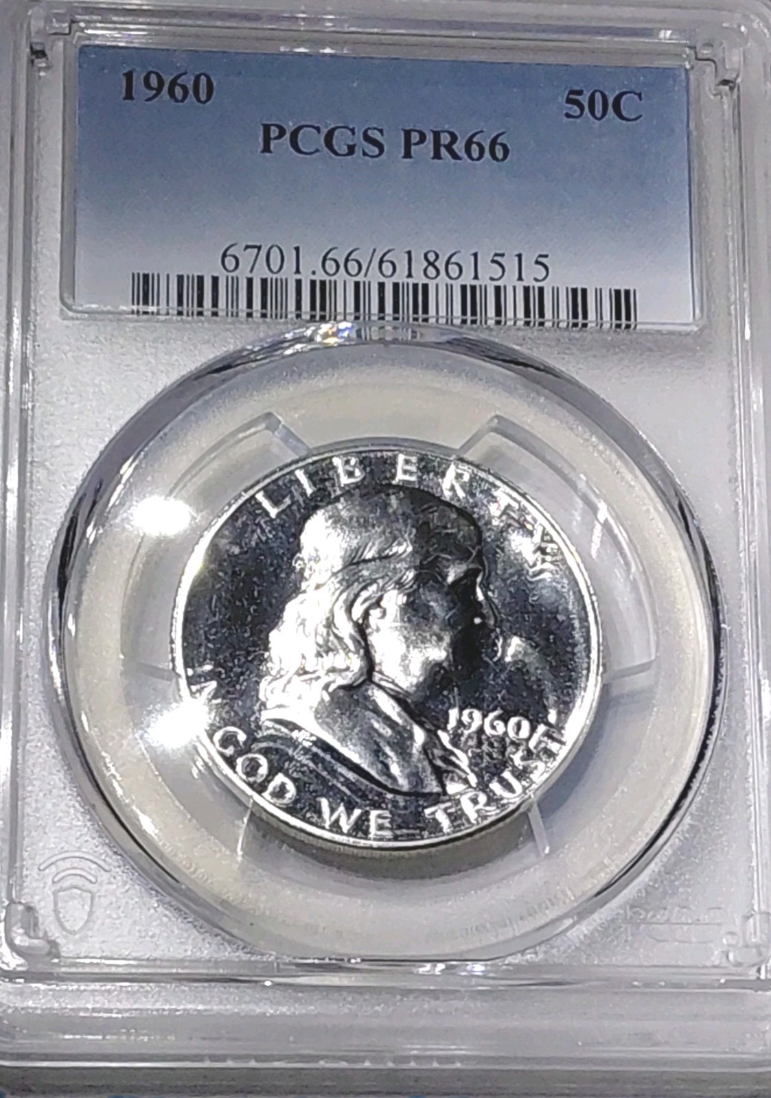 1960 Franklin Half Dollar 50C Silver 0.900 Proof Philadelphia PCGS PR66 KM#199