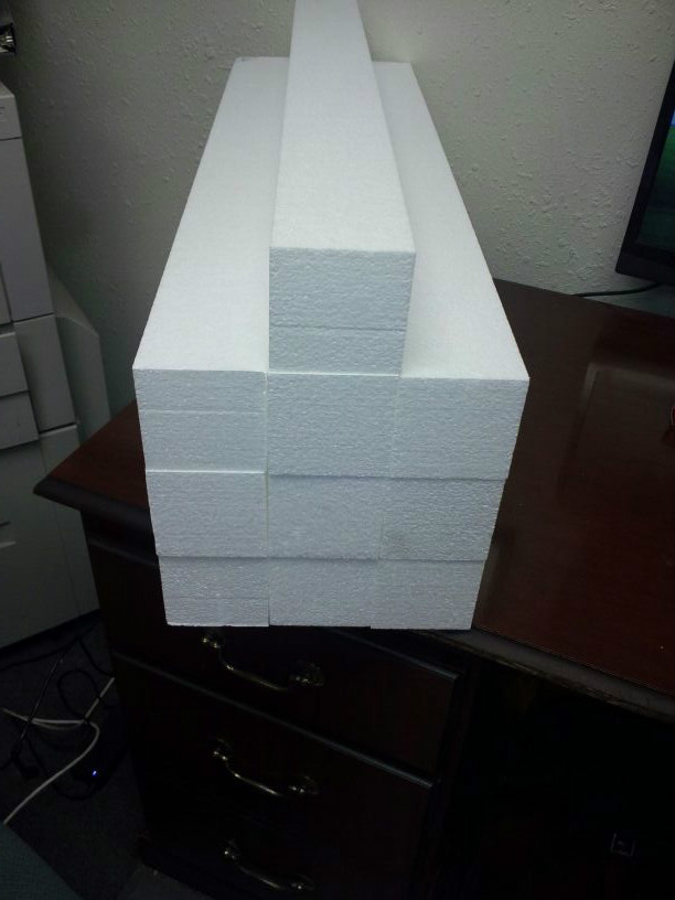 12 StyroFoam Shipping & Packing Blocks 30x3x3--High Quality 2LB Dense Foam--New!