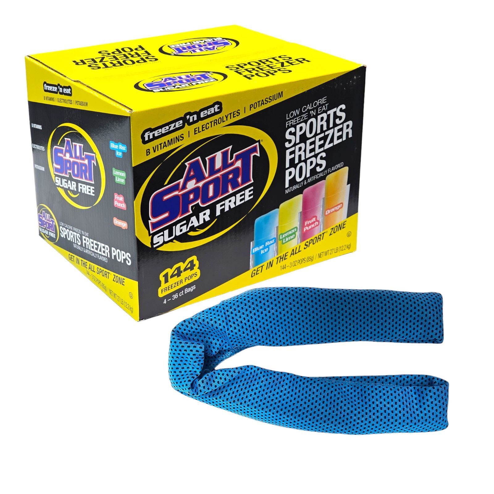 All Sport Zero Sugar Hydration Freezer Pops (Case/144) includes 1 Cooling Towel