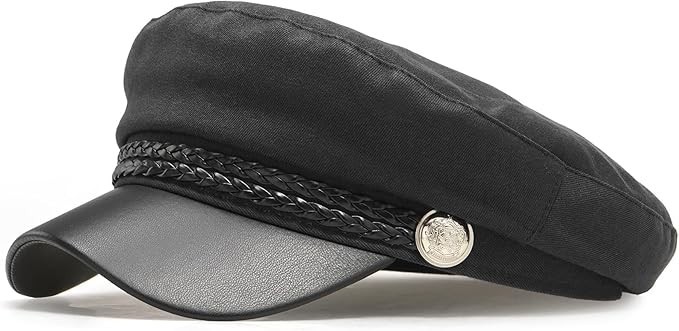 Women Newsboy Cap Fiddler Caps Classic Beret Hat Fisherman Flat Hats, Black Hats