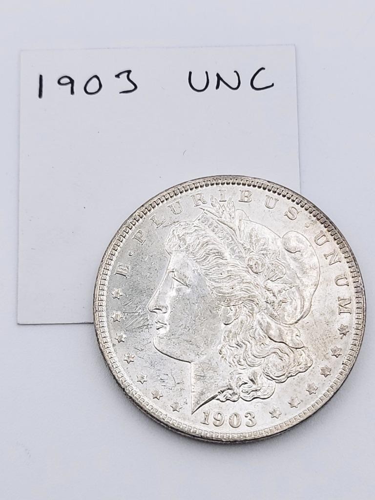 1903 US Morgan Silver Dollar, .900 Silver, UNC Details, YOU GRADE