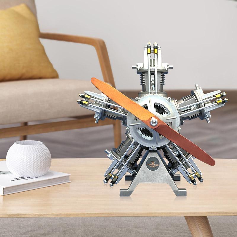 TECHING Five-Cylinder Radial Engine Plane Simulation Metal Machinery Electric