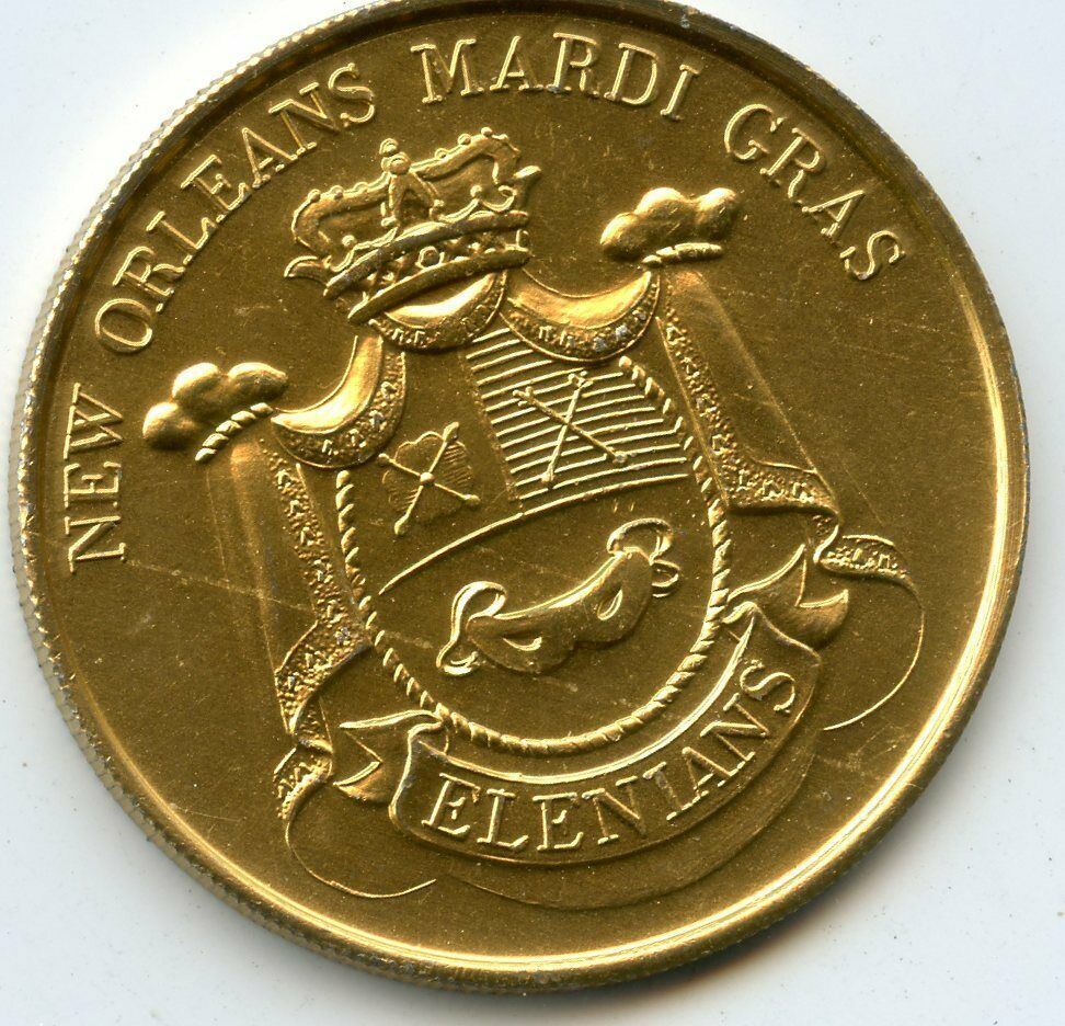 .Mardi Gras Doubloon Krewe of Elenians 1969 Aluminum Gold