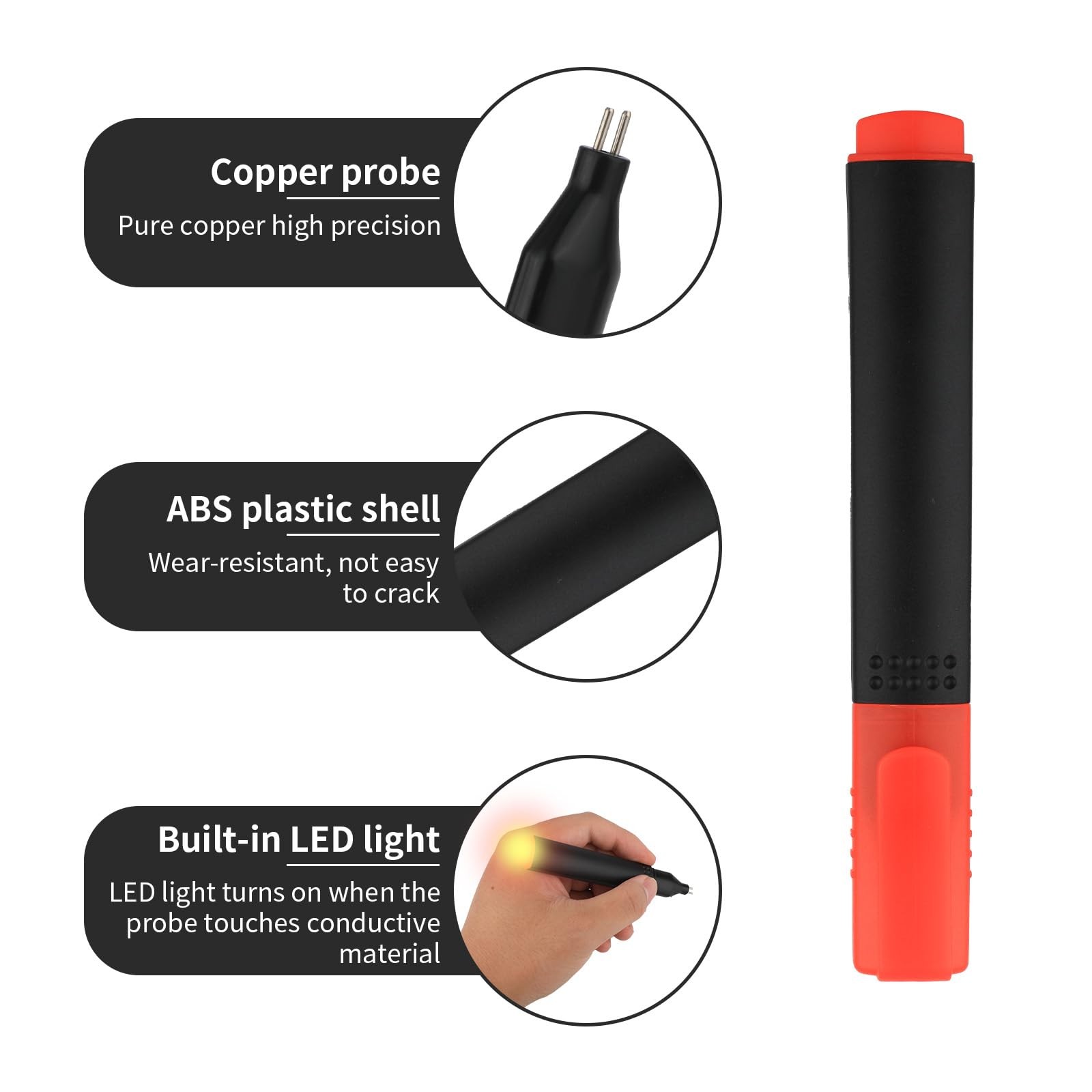 Conductivity Test Pen, Continuity Tester for Grounding Mats Pads black, Red