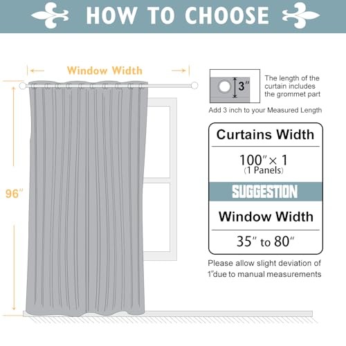 Room Divider Curtain 96 Inches Long, Wide 100"W x 96"L (Pack of 1) Dark Grey