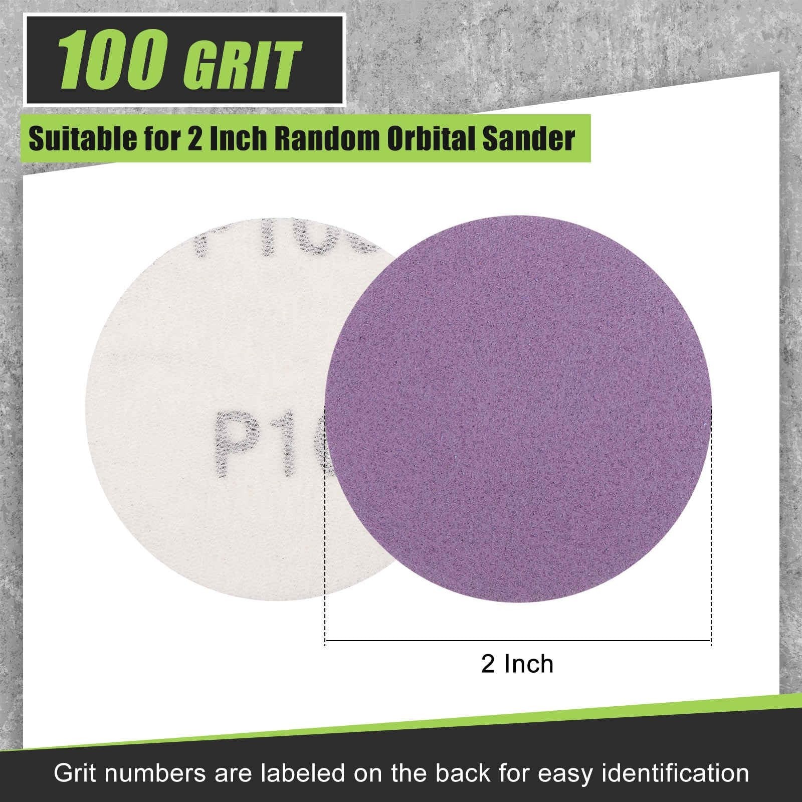 2 Inch 100 Grit Hook and Loop Sanding Disc - 30 Pcs - Good for Wood Metal Sto...