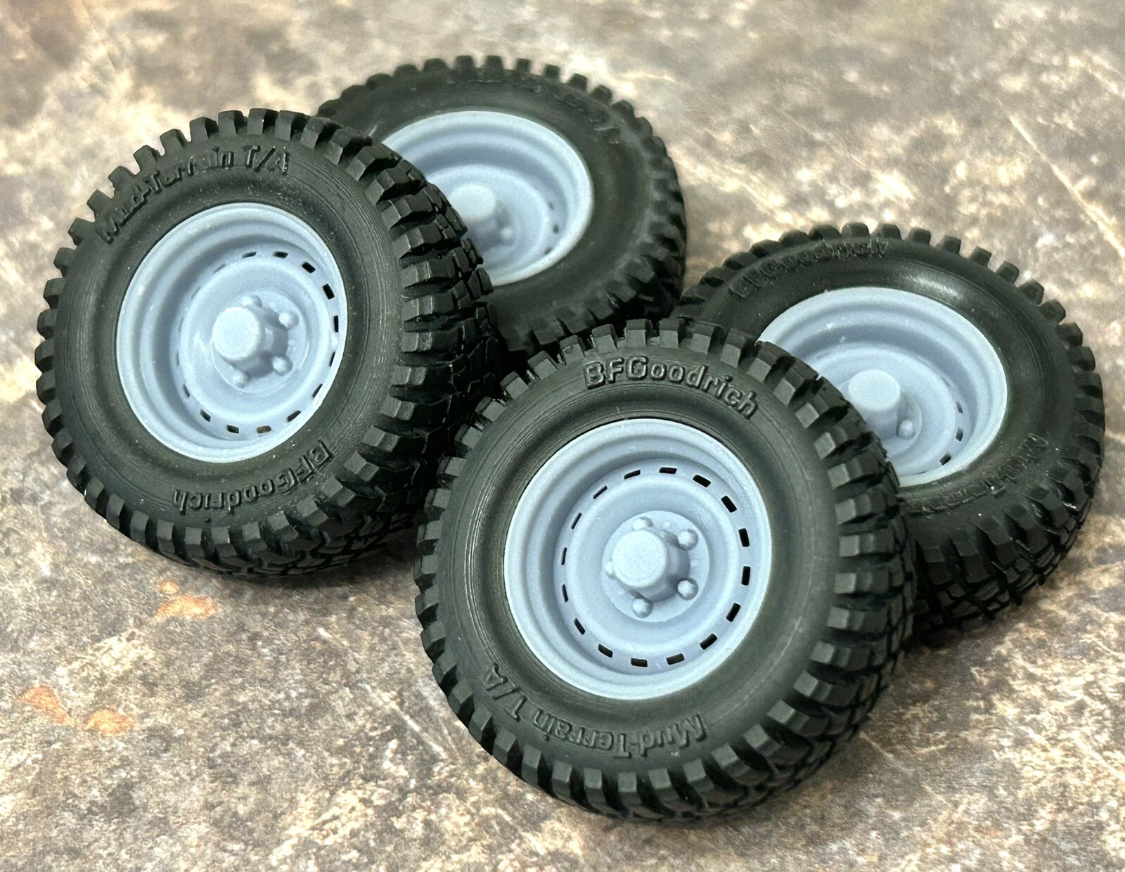1/24 Scale:  18-Inch “Off-Road Chevy Truck Rally” Wheels W/ Mud Tires;Jeep,Resin