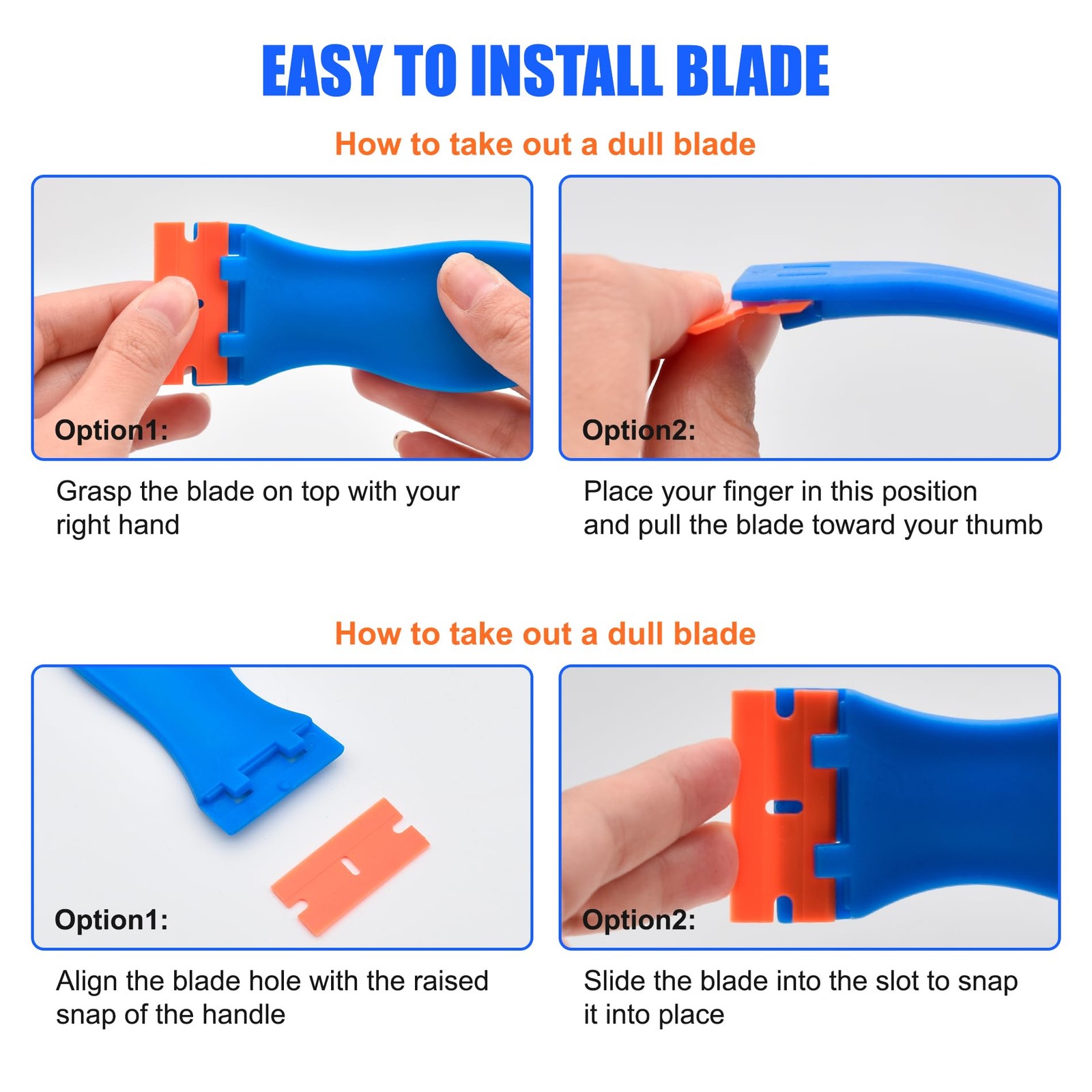 4 Pcs Plastic Razor Blade Scraper and 120 Blades, Remove Label Decal...