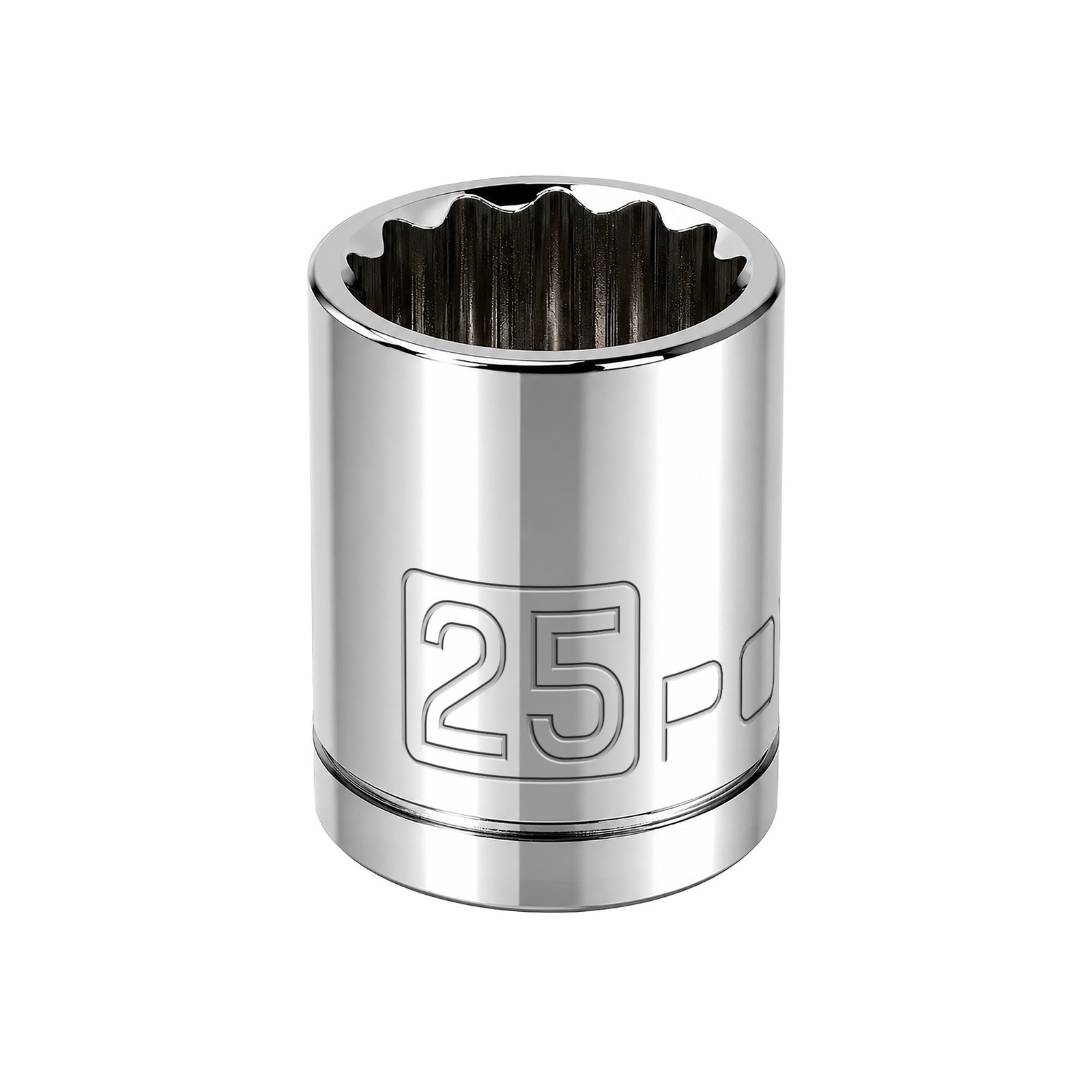Powerbuilt 1/2 Inch Drive x 25 MM 12 Point Shallow Socket - 642033