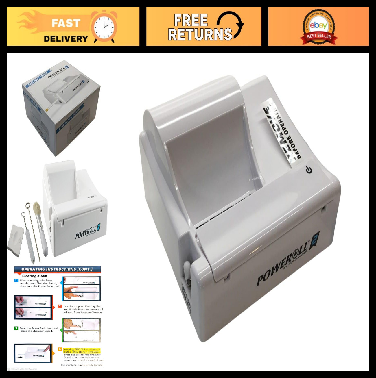 Electric Cigarette Rolling Machine - King Size 100mm, Fast & Easy Operation