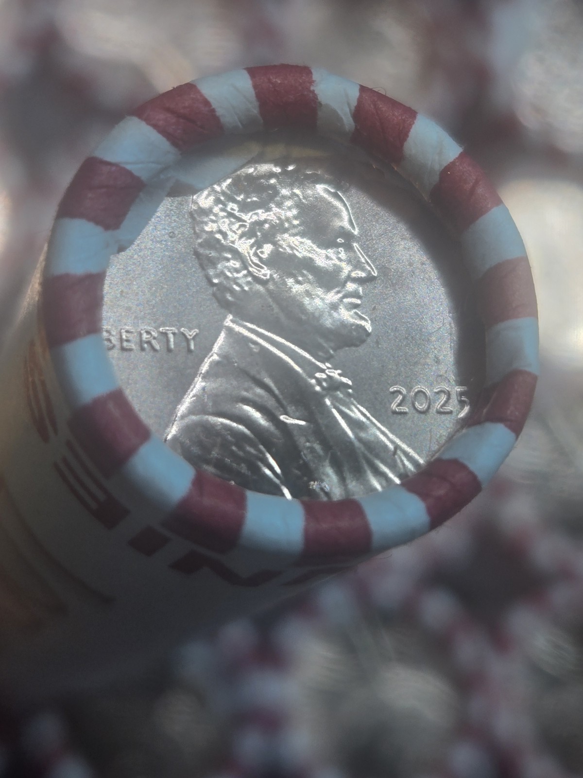 2025 P Lincoln Cent BU Sealed Roll of 50.  Obv Ender.  Last Year Of Production.