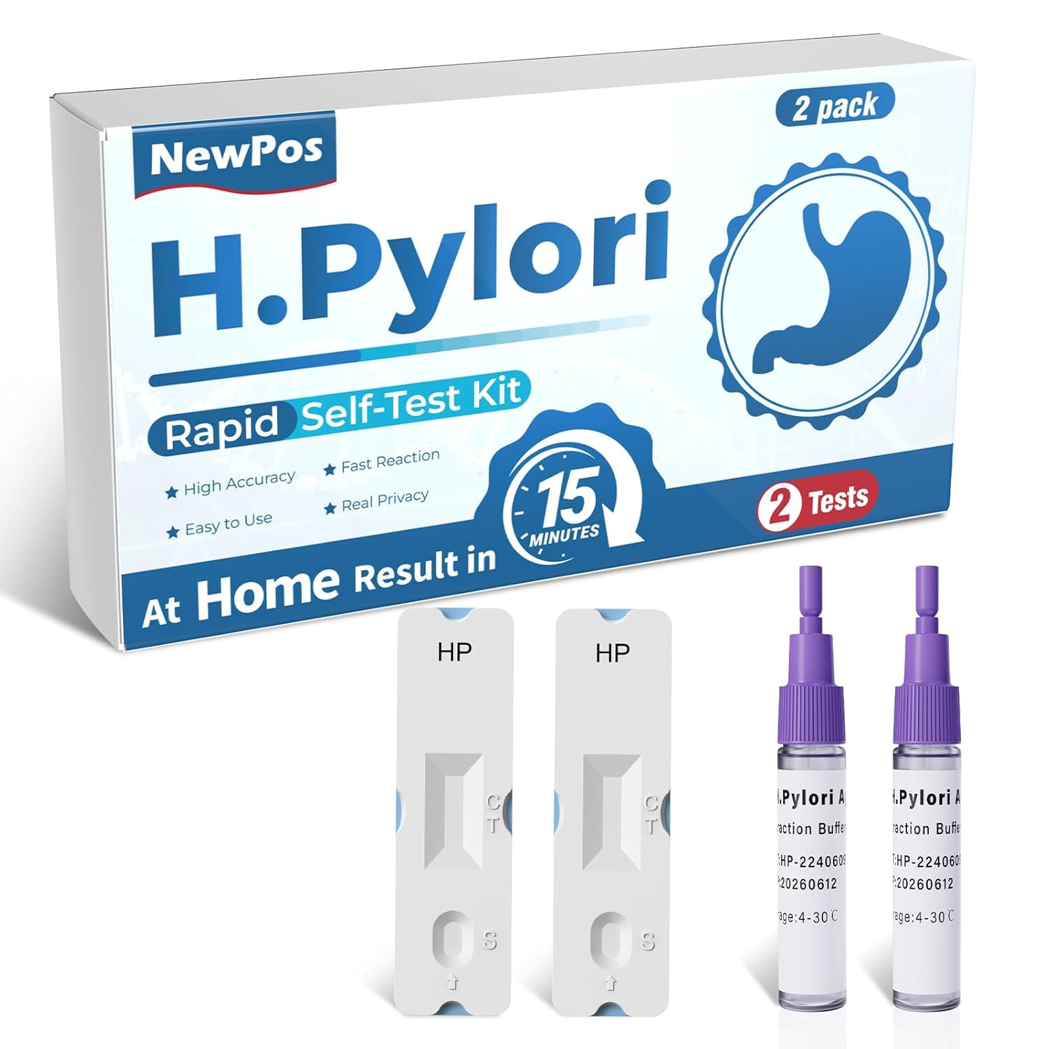 H Pylori Test Kit – 2 PCS H. Pylori Test, H-Pylori Stool (Antigen) Self-Test for