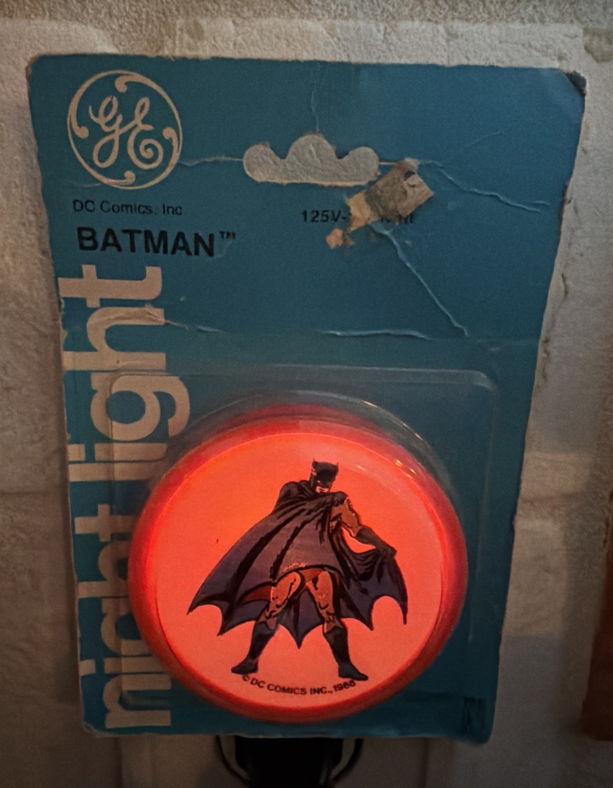 Vintage 1966 Batman DC Comics 1978 General Electric Nightlight Works Great MOC!!