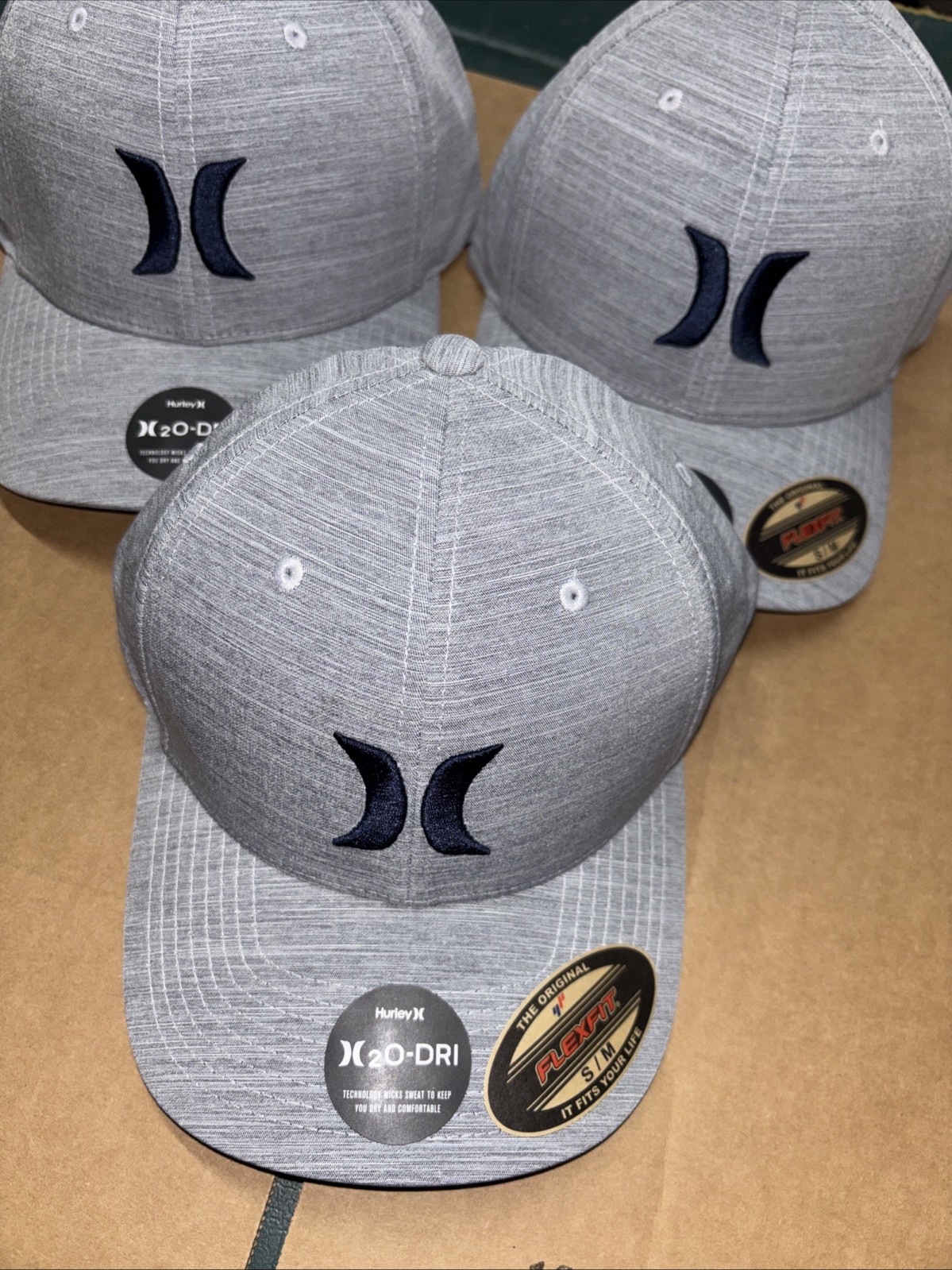 HURLEY M H20 DRI ONE & ONLY  Hat Cap Men GRAY FLEX FIT S/M ( 3)FREE SHIPPING!!!