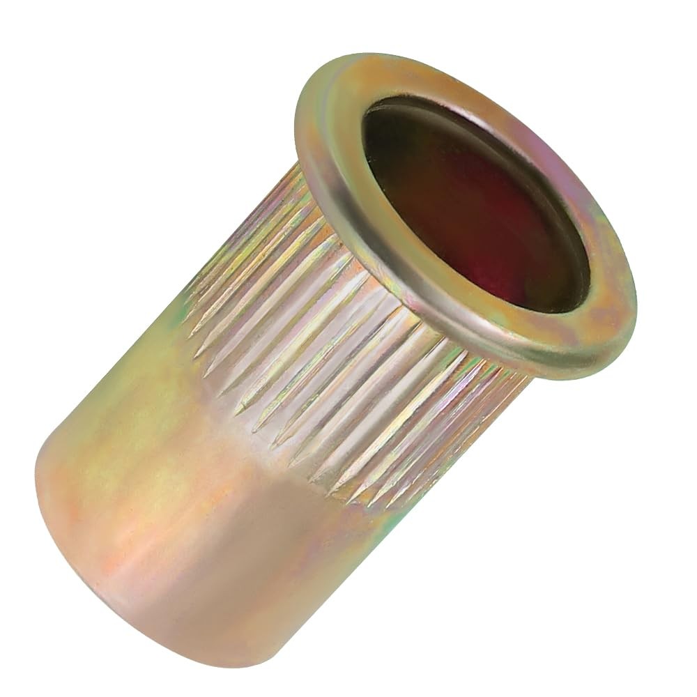 50 PCS 5/1618 Flat Head Rivet Nuts Carbon Steel Yellow Zinc Threaded Insert