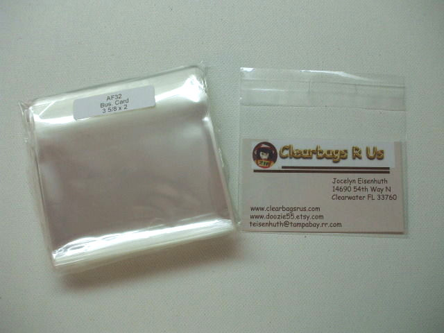 AF32 ~ 100 Clear Cellophane Bag Packaging Envelopes 3 5/8 x 2 Business Card Size