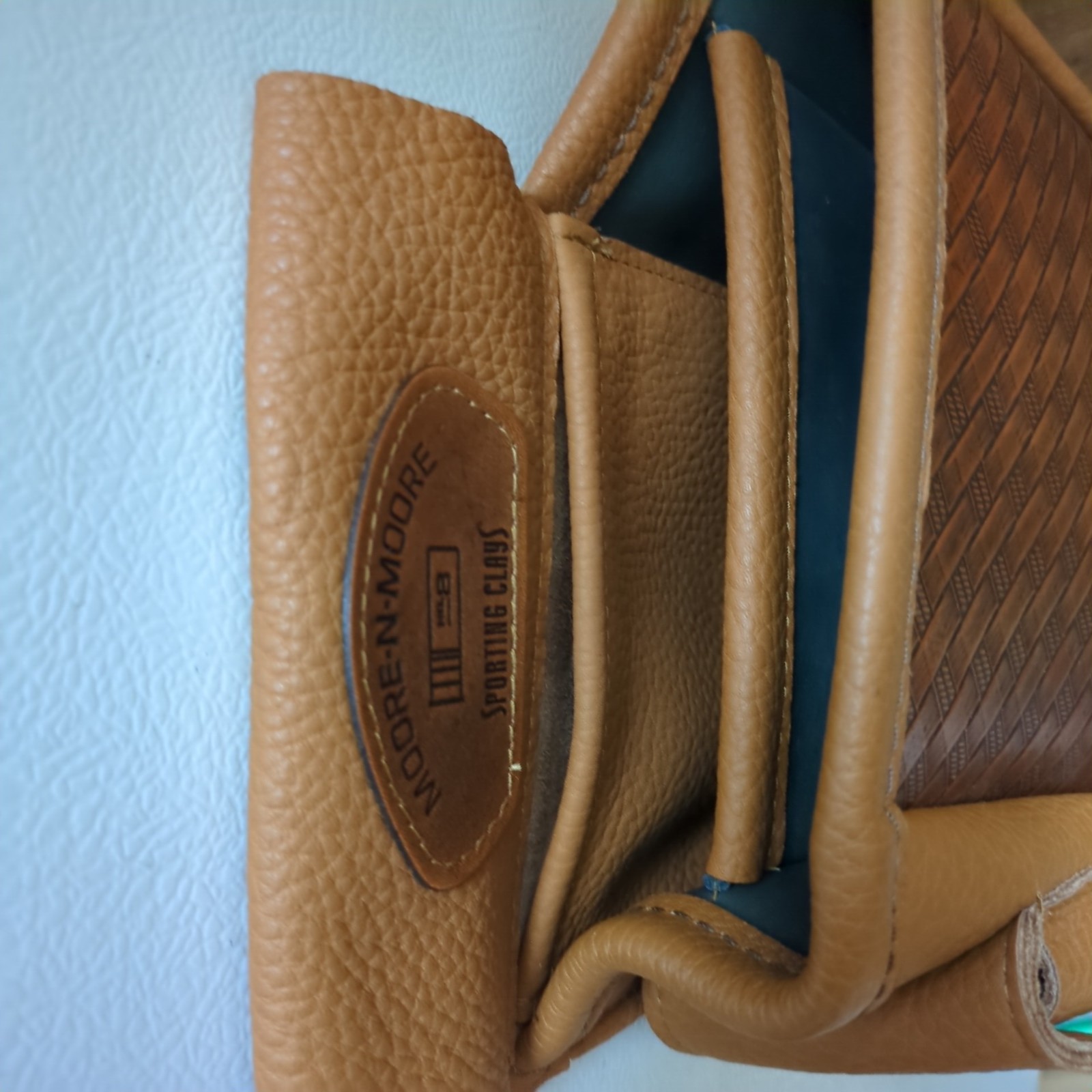 Moore N' Moore Sporting Clays Basketweave Pattern Leather Shotgun Shell Pouch