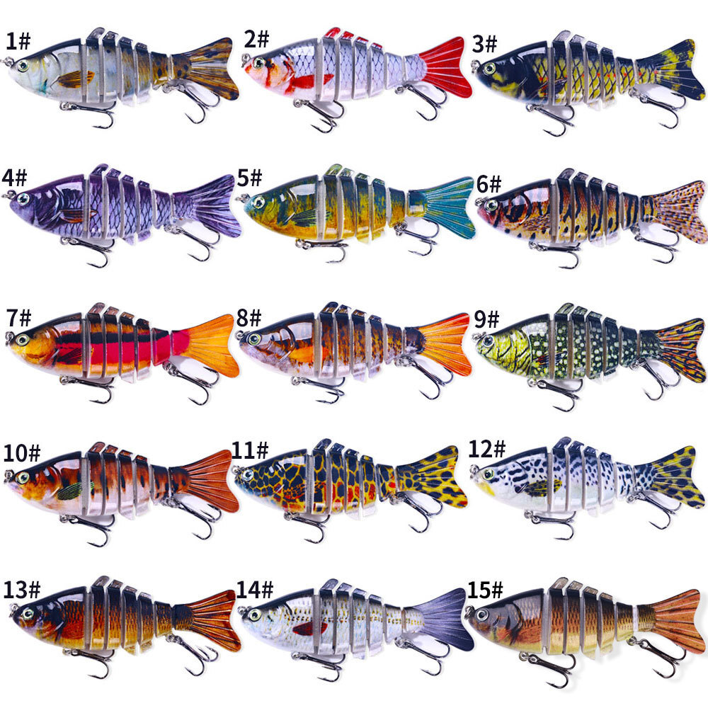 15pcs Lifelike Fishing Lures for Bass, Trout, Walleye Jointed Swimbaits 10cm 15g