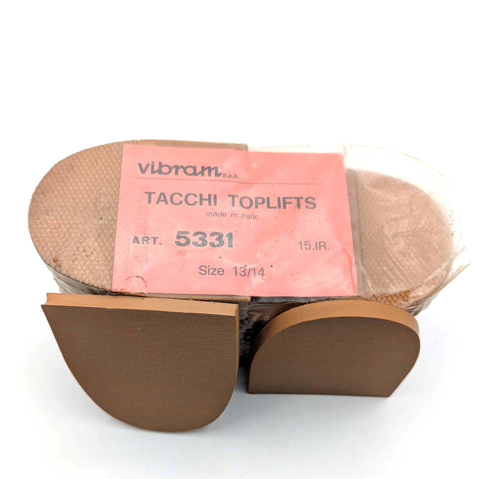 Vibram Tacchi Toplifts #5331 12 Pair Natural Color 15 Irons/8mm Size 13-14 Italy