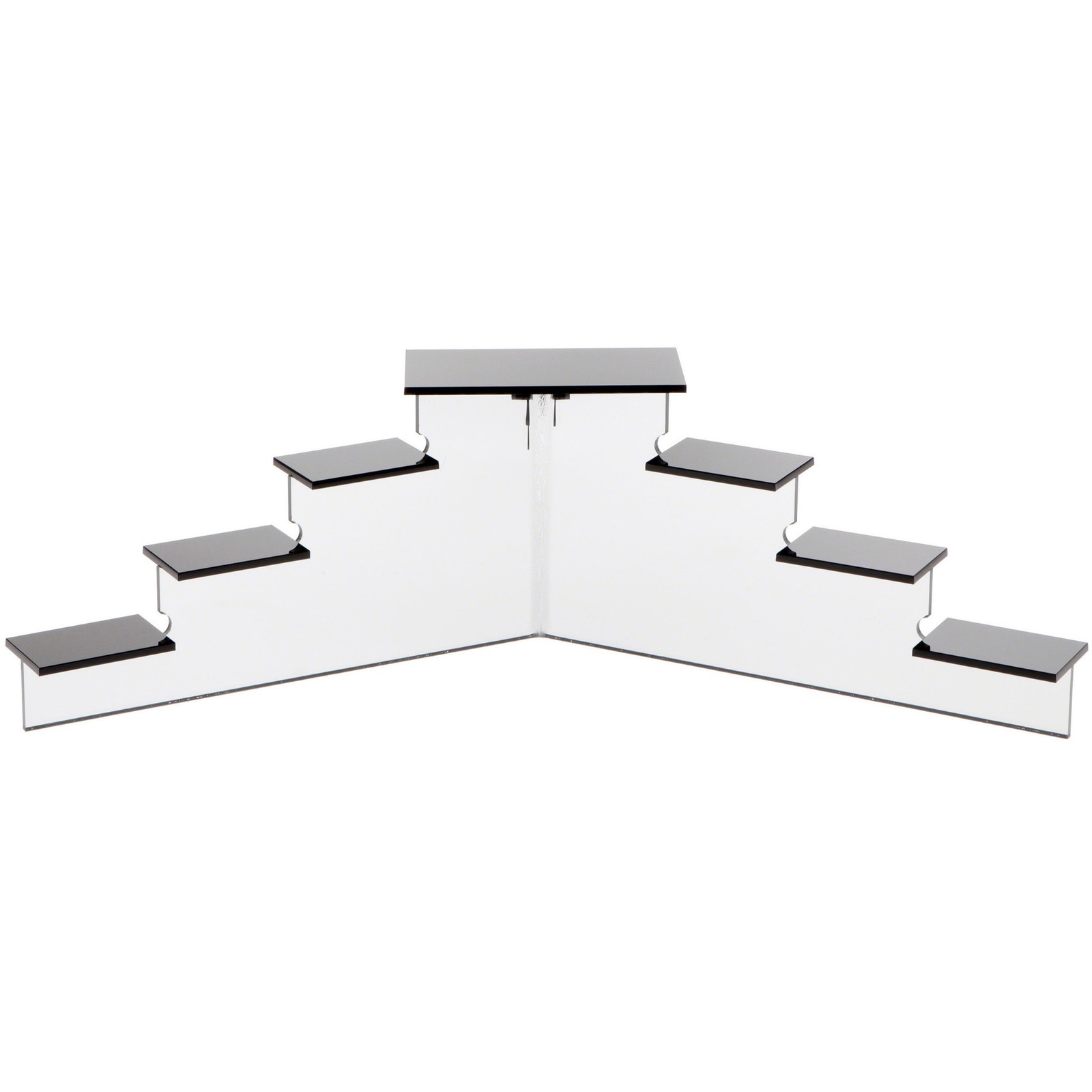 Plymor Black Acrylic (Mirrored) 7-Item Mini Display Stairs, 6.125"H x 21"W x 7"D