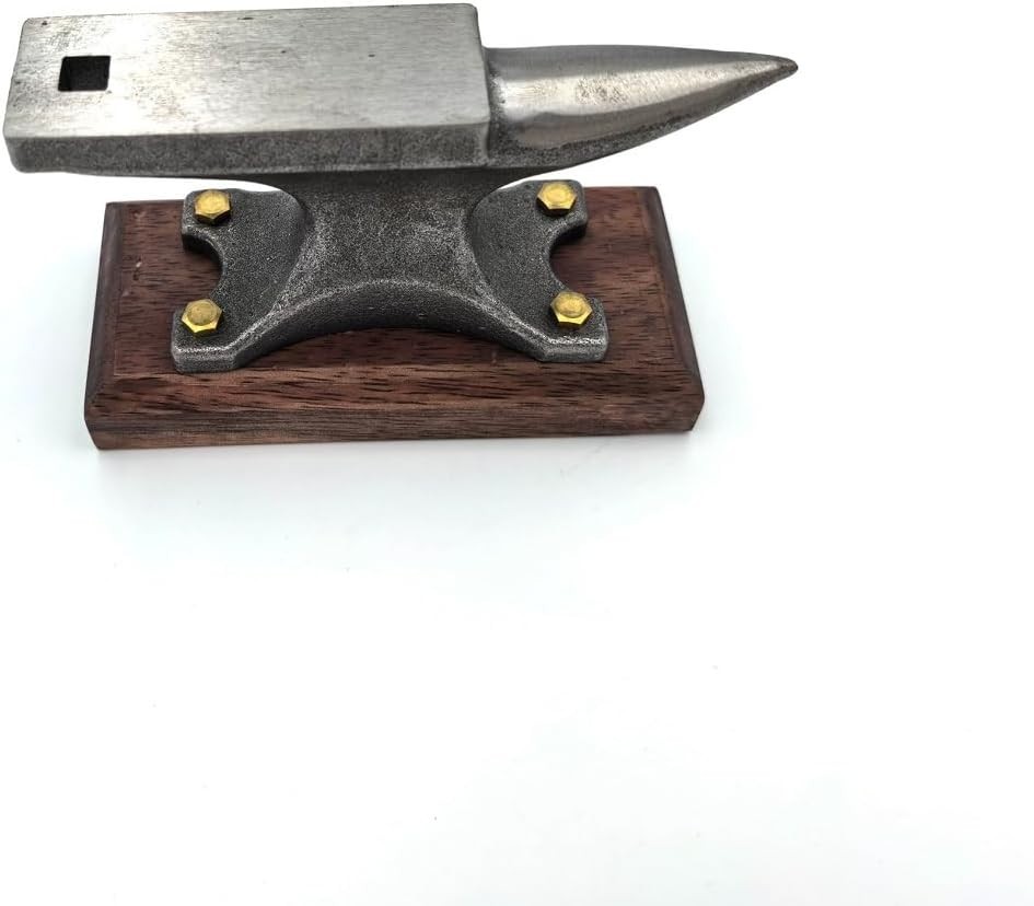 1.7Lbs Mini Horn Anvil, Forged Iron Anvil with Wenge Wood