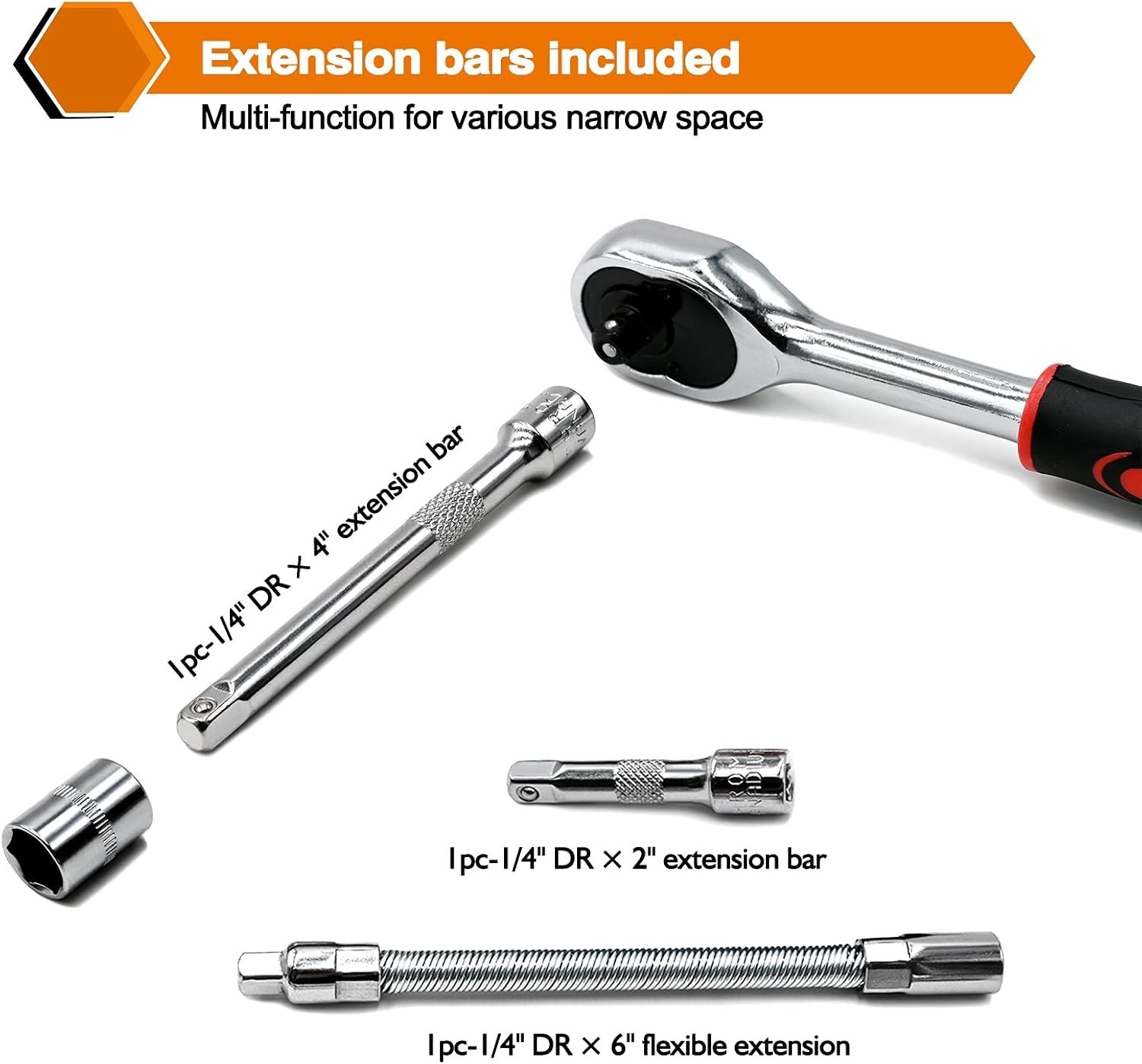 Comprehensive 46-Piece Metric Socket Set with Ratchet & Extensions for Mechanics
