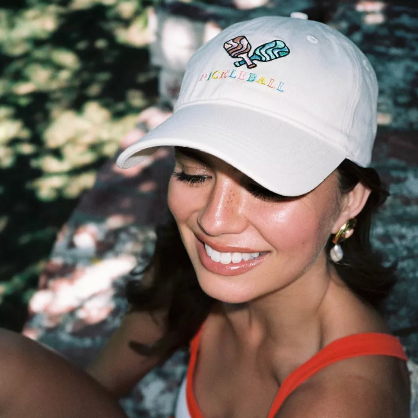 Pickleball Hat - Frasier Sterling Cream/ Rainbow: Cotton Adjustable Baseball Cap
