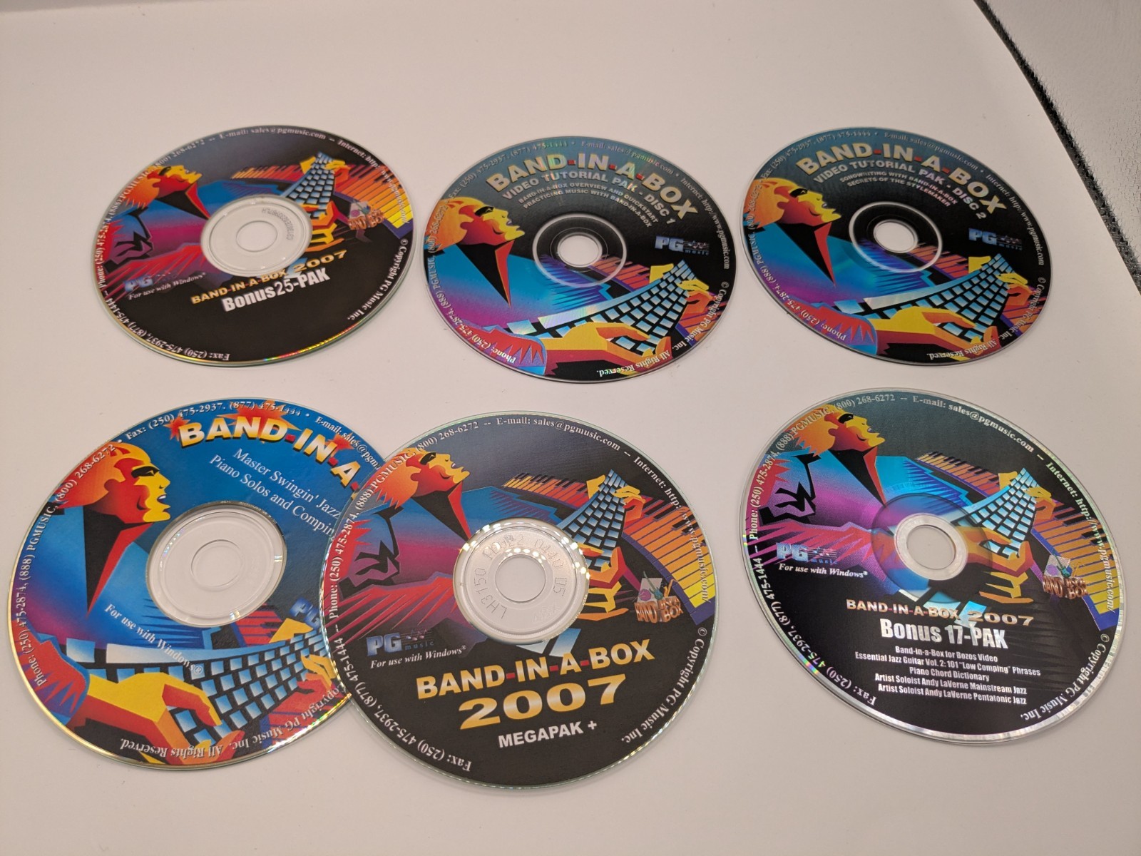 PG Music Band In A Box 2007 Mega Pak Lot Of 6 Disks for Windows  Win95