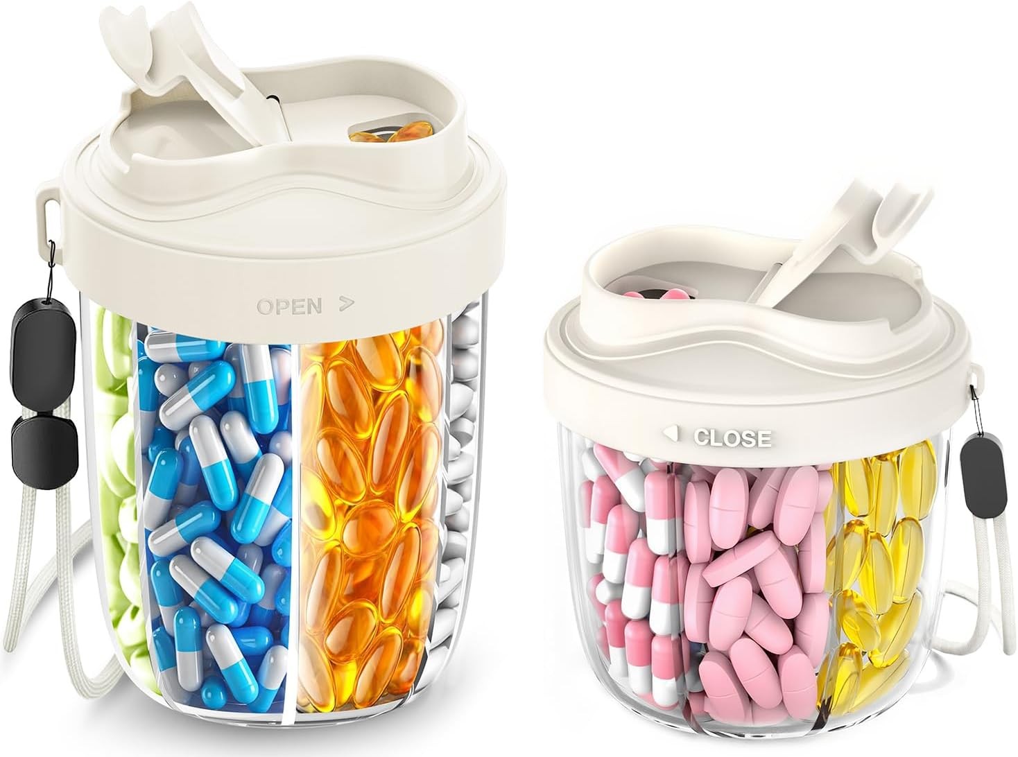 Pill Organizer,Pill Dispenser with 7 Large Compartments,Portable Pill Bottle Box