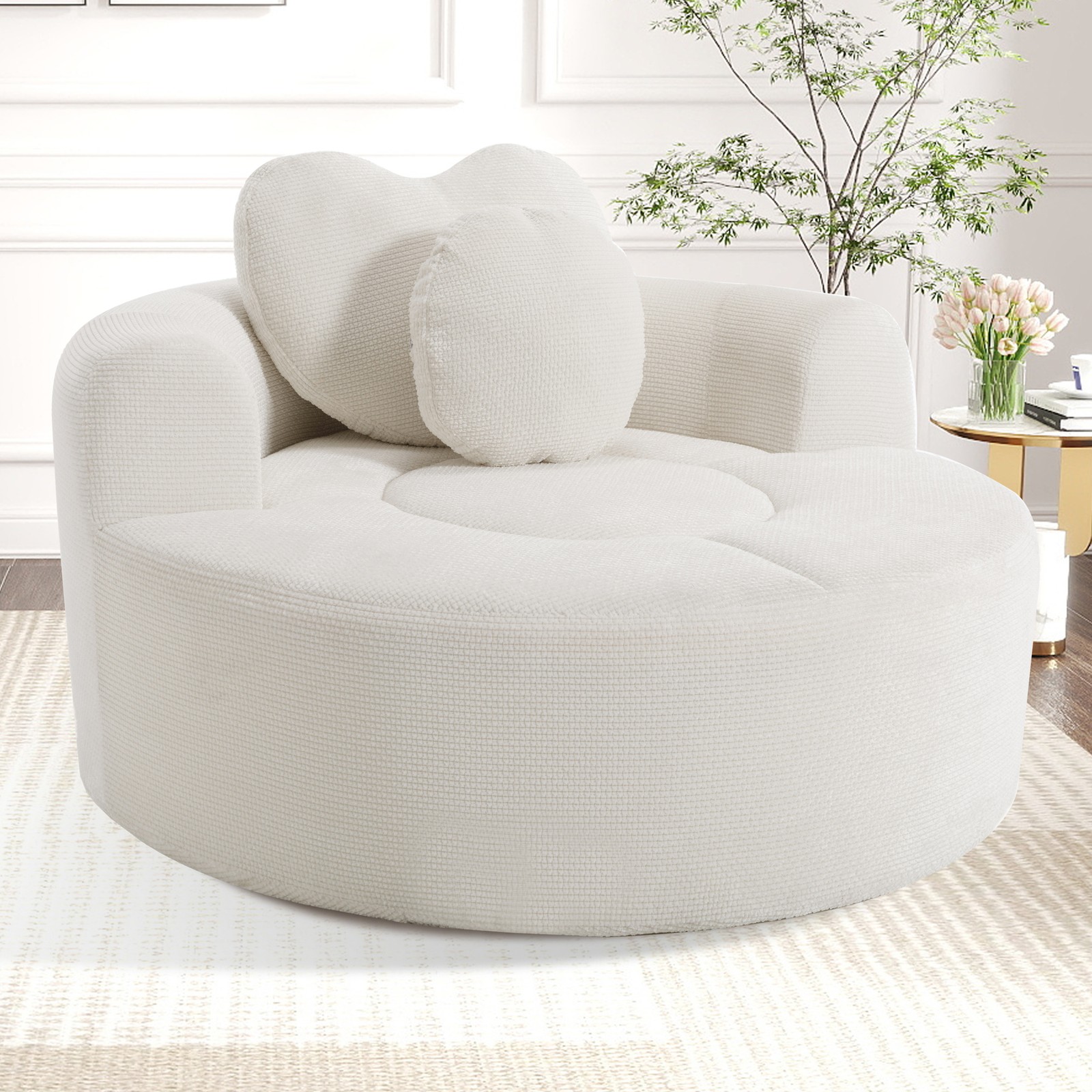 Round Sofa Bed with Memory Foam Sectional Couches for Living Room, Cloud Couch